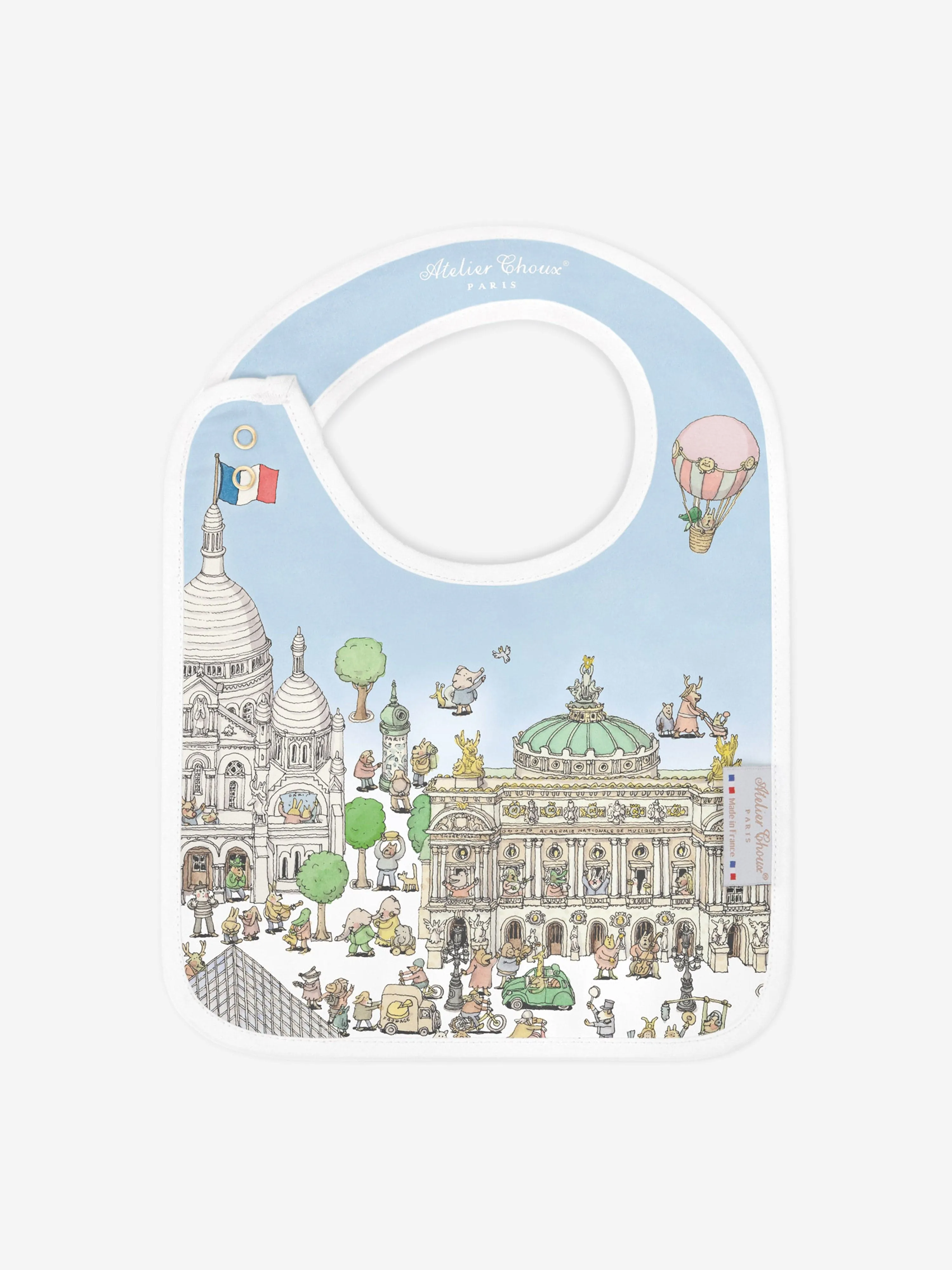 Atelier Choux Baby Satin Paris Bib in Blue
