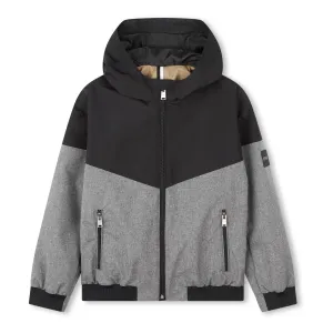 Black Chevron Hooded Windbreaker