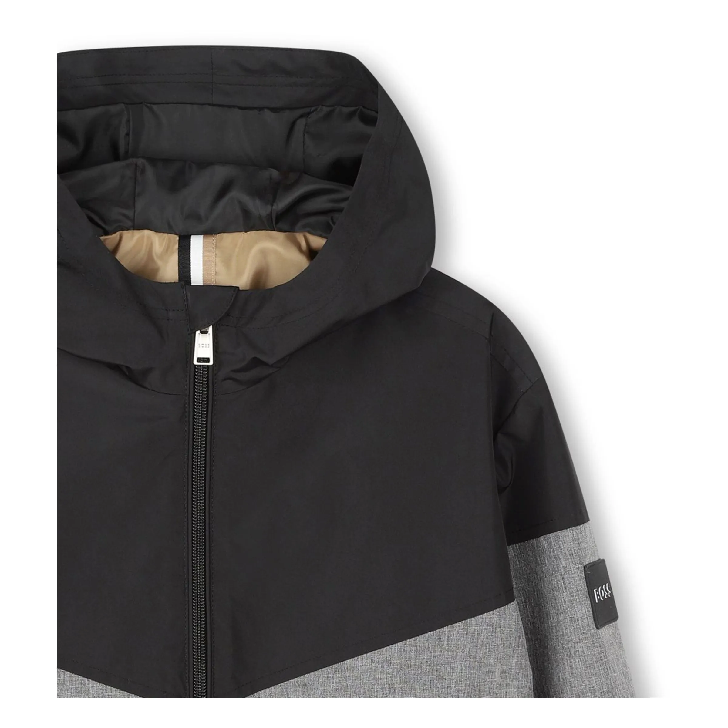 Black Chevron Hooded Windbreaker