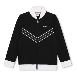 Black Chevron Zip Up Cardigan