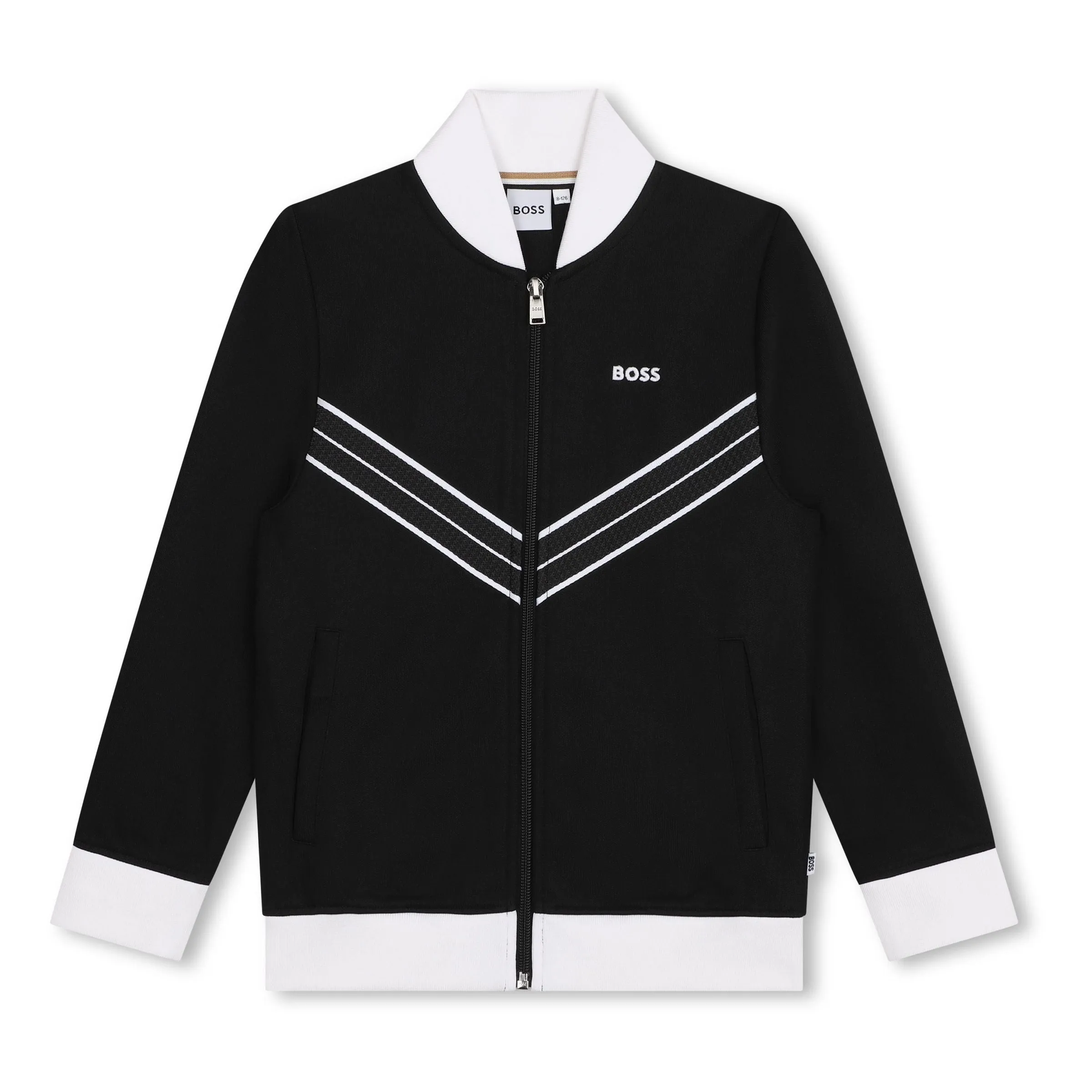 Black Chevron Zip Up Cardigan