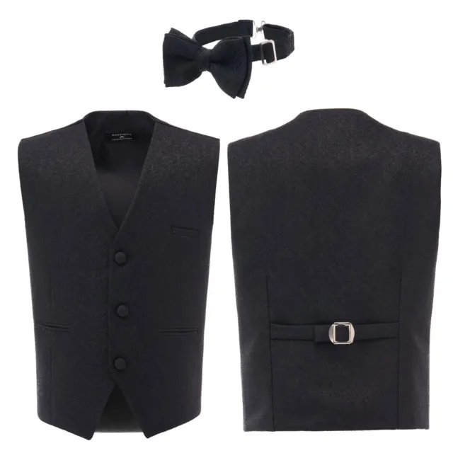 Black Print Vest & Bowtie