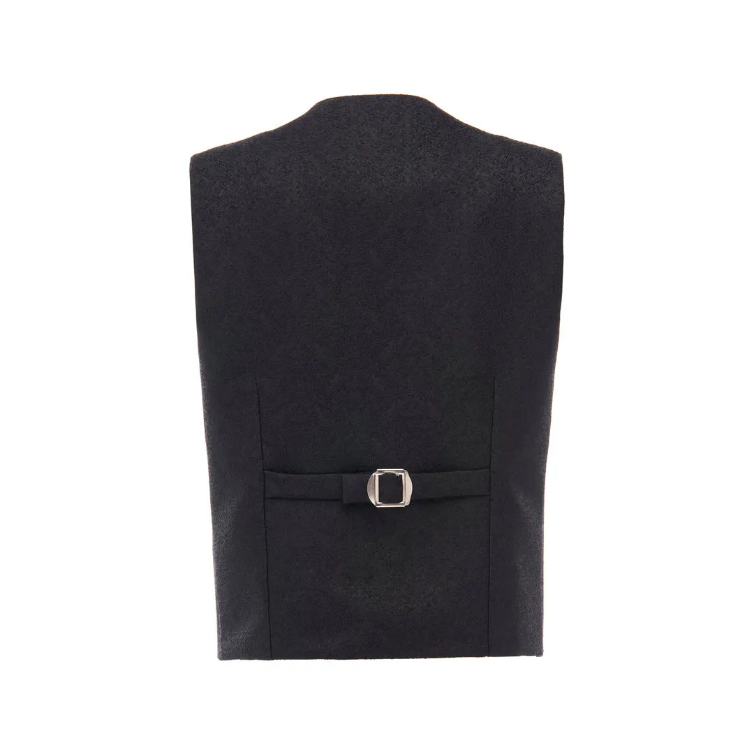 Black Print Vest & Bowtie