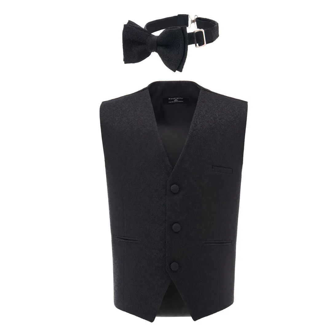Black Print Vest & Bowtie