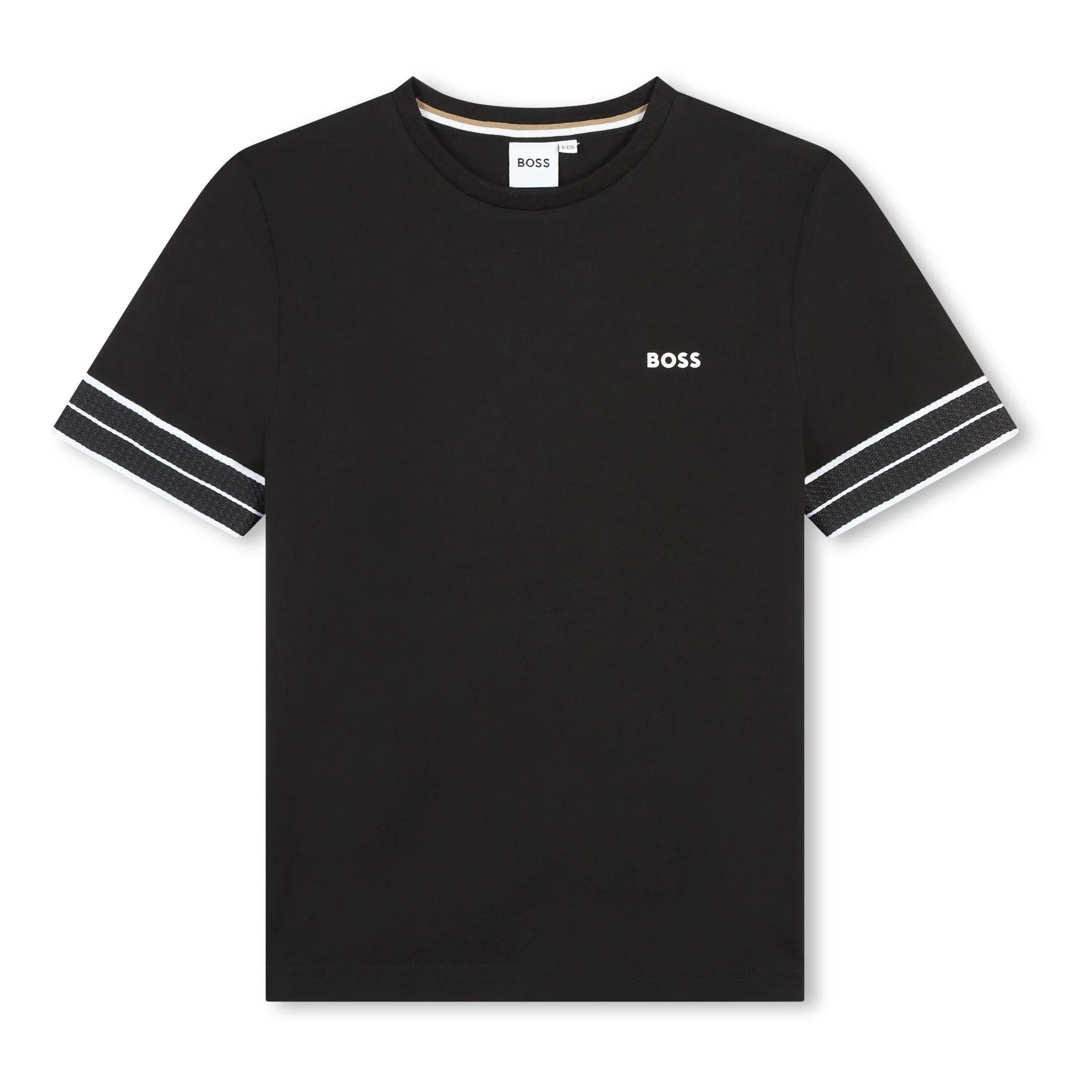 Black Striped Sleeve Logo T-Shirt