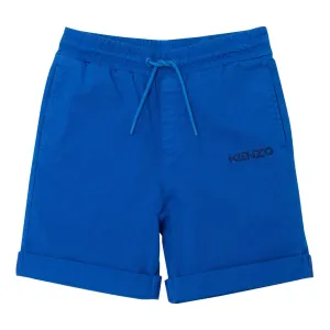 Blue Logo Print Shorts