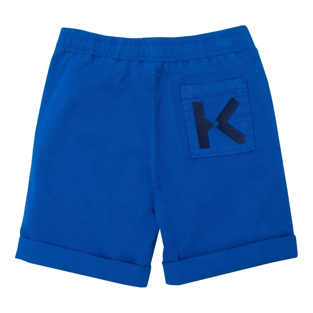 Blue Logo Print Shorts