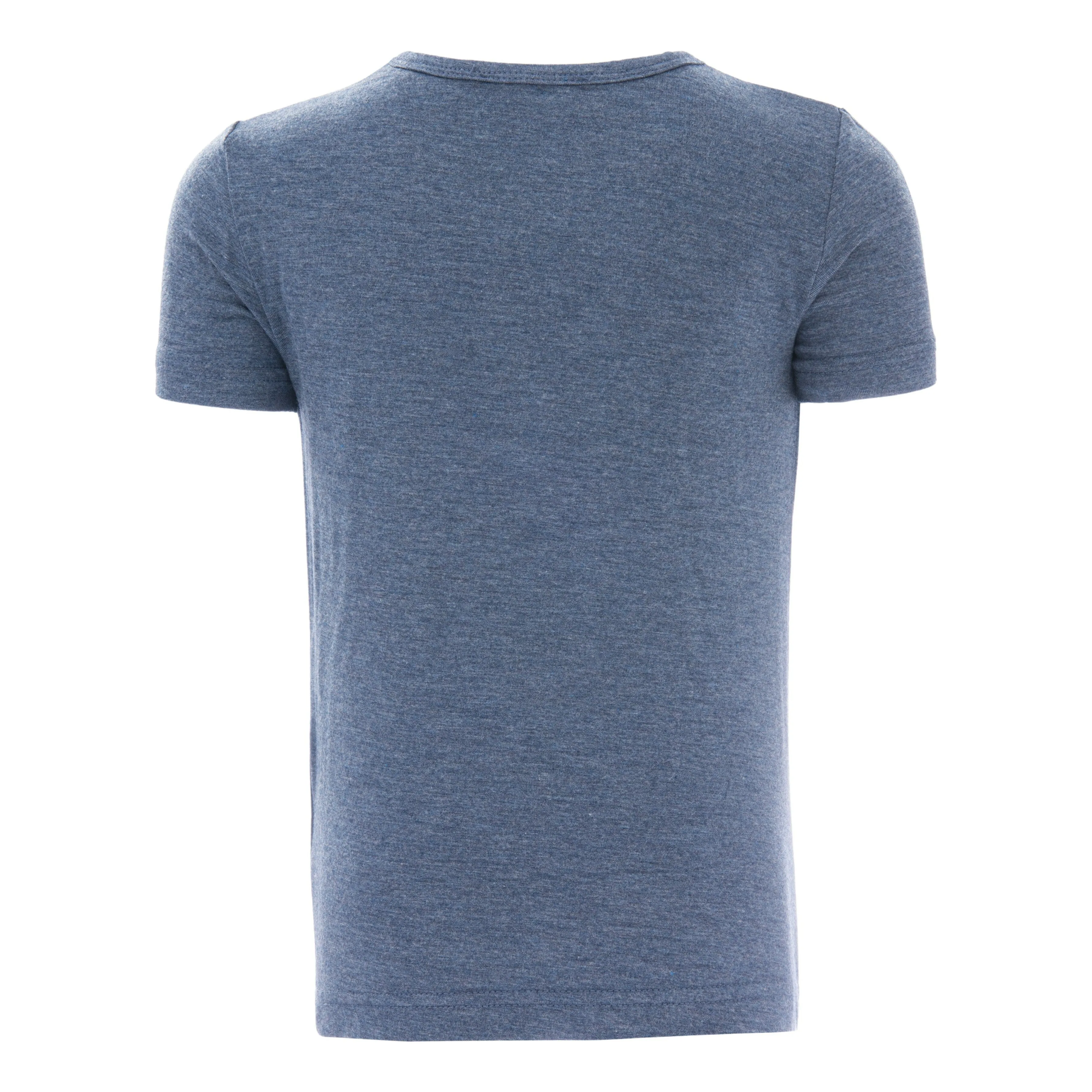 Blue Melange Solid Cotton T-Shirt