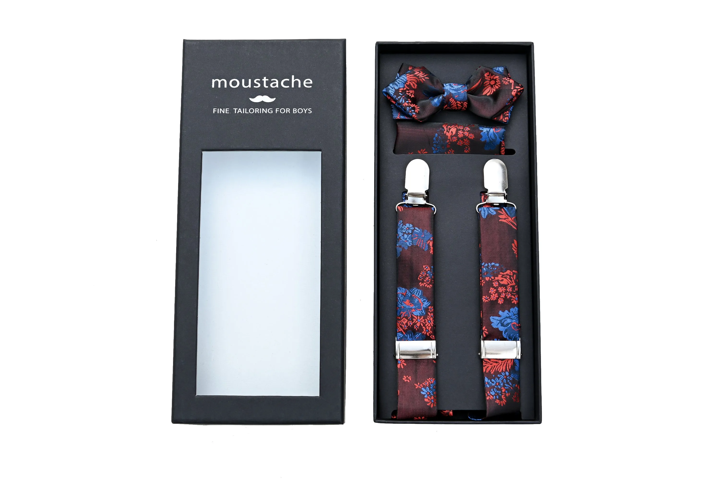 Burgundy Floral Suspender Set