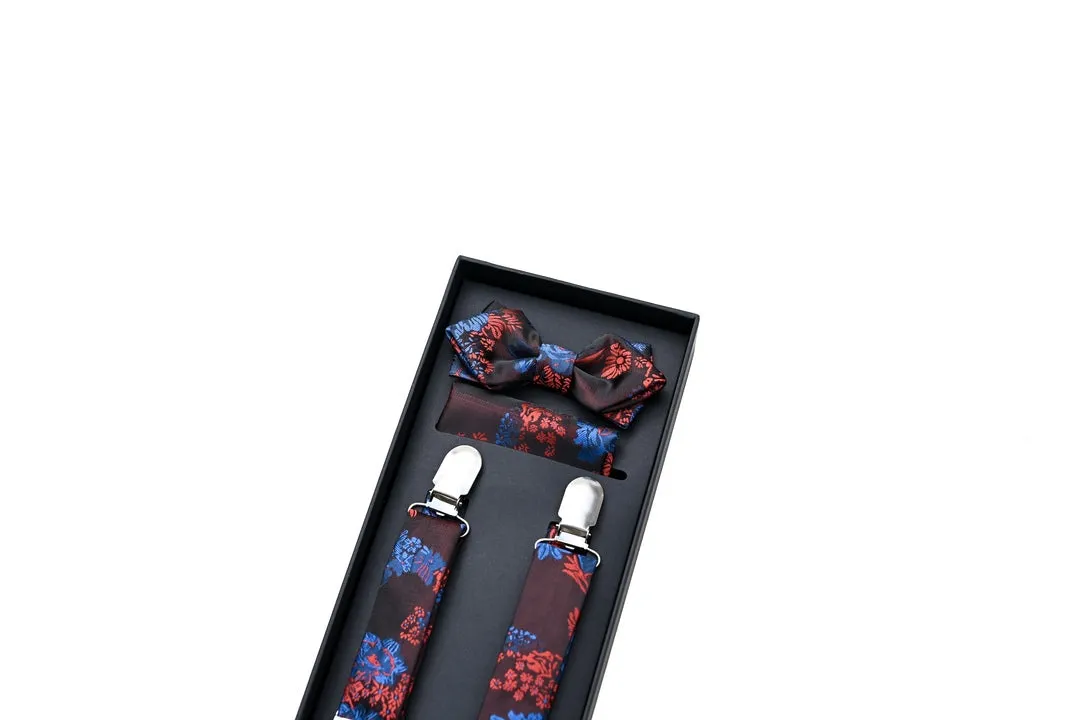 Burgundy Floral Suspender Set