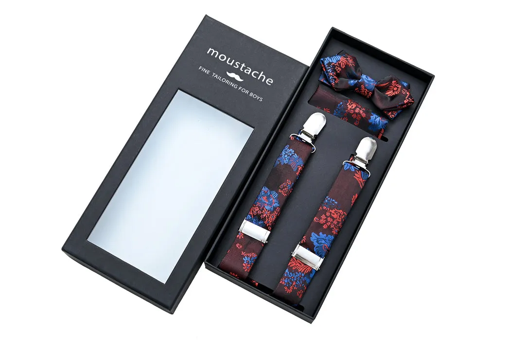Burgundy Floral Suspender Set