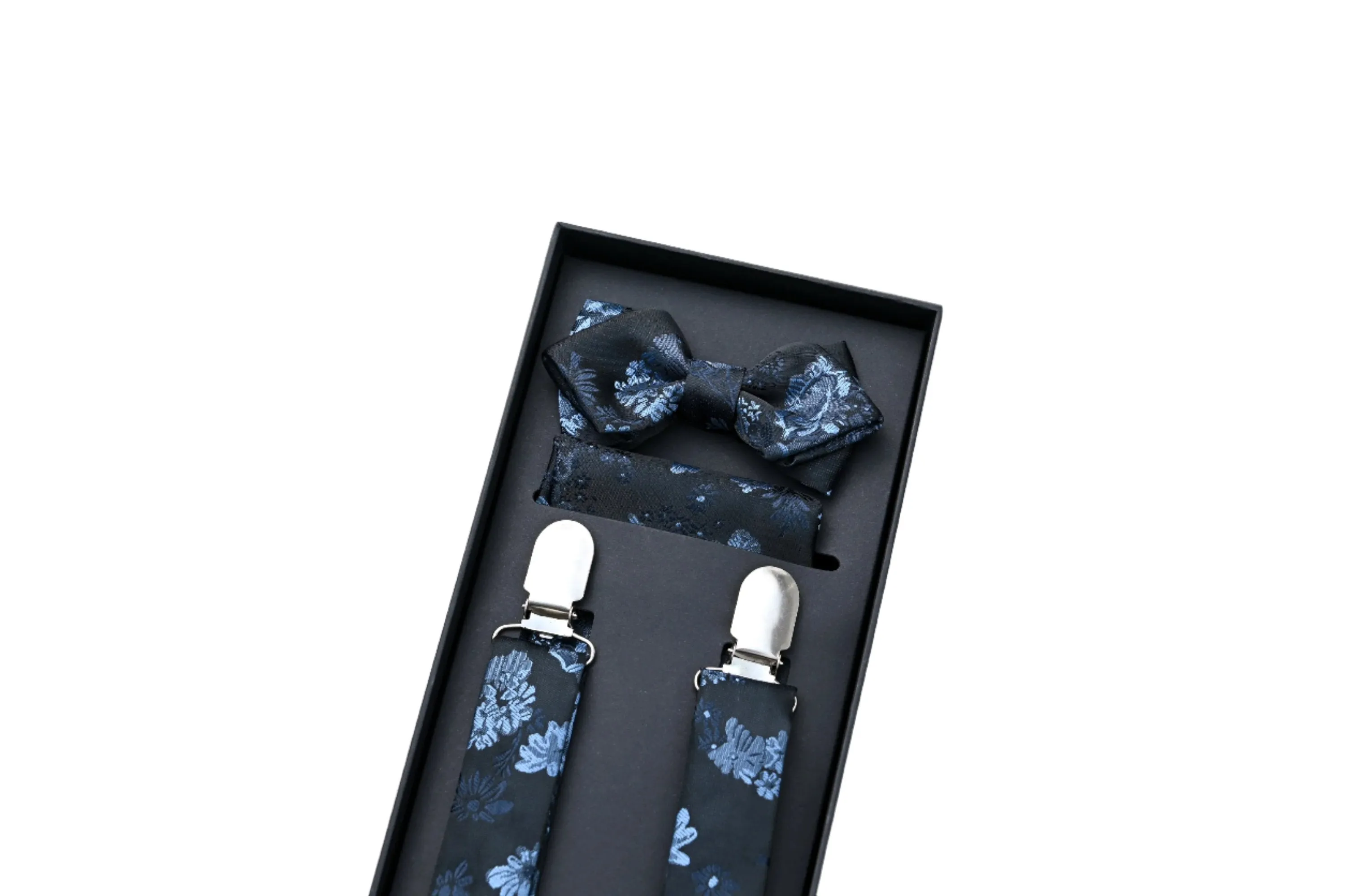 Dark Blue Floral Suspenders Set