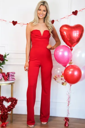 Dream Girl Jumpsuit: Red