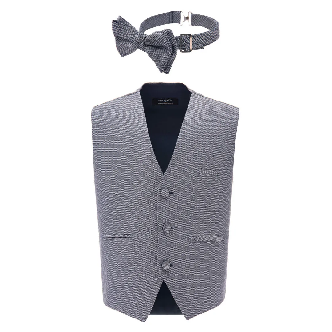 Gray Micro Print Vest & Bowtie