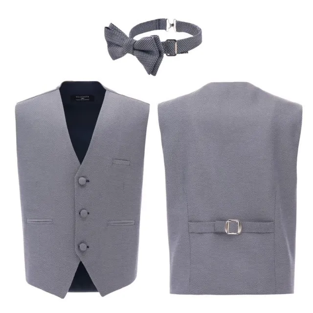 Gray Micro Print Vest & Bowtie