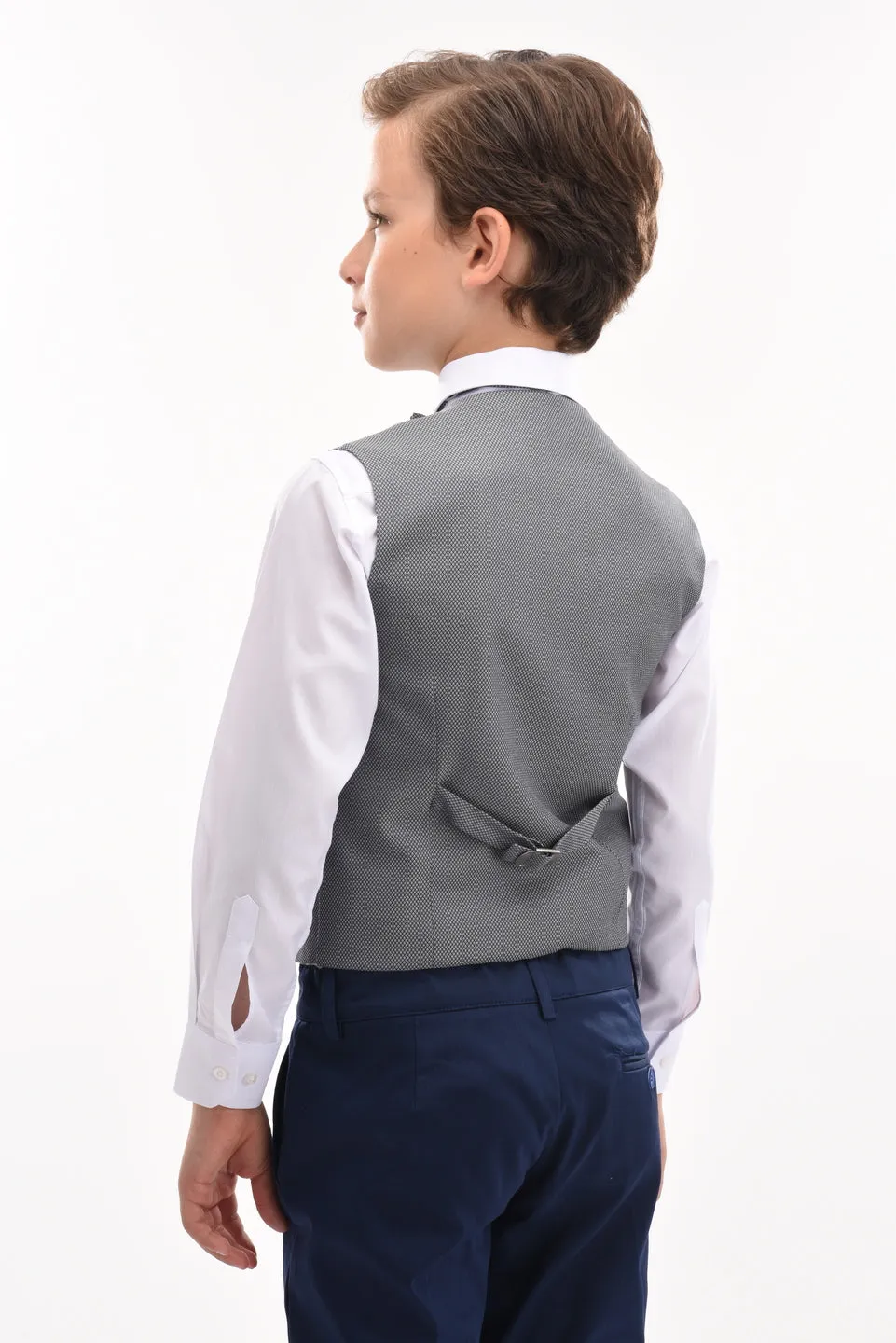 Gray Micro Print Vest & Bowtie