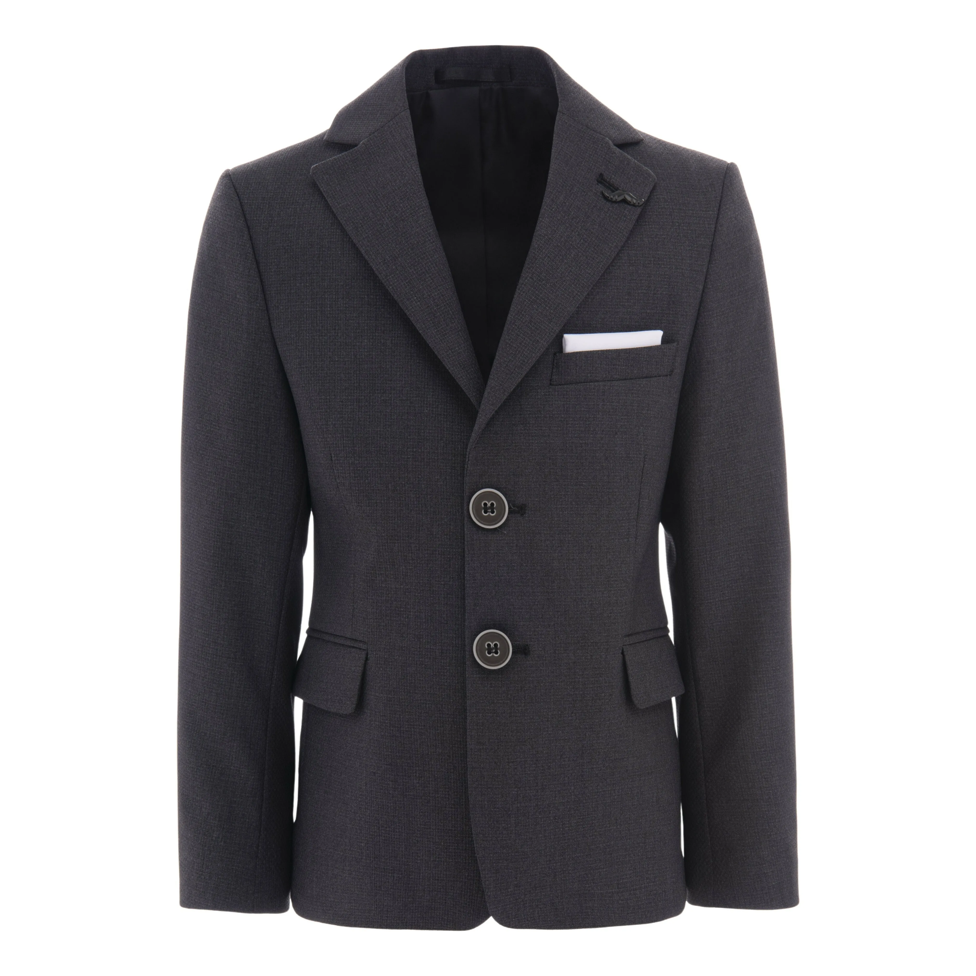 Gray Twill Peak Lapel Blazer