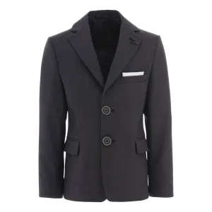 Gray Twill Peak Lapel Blazer