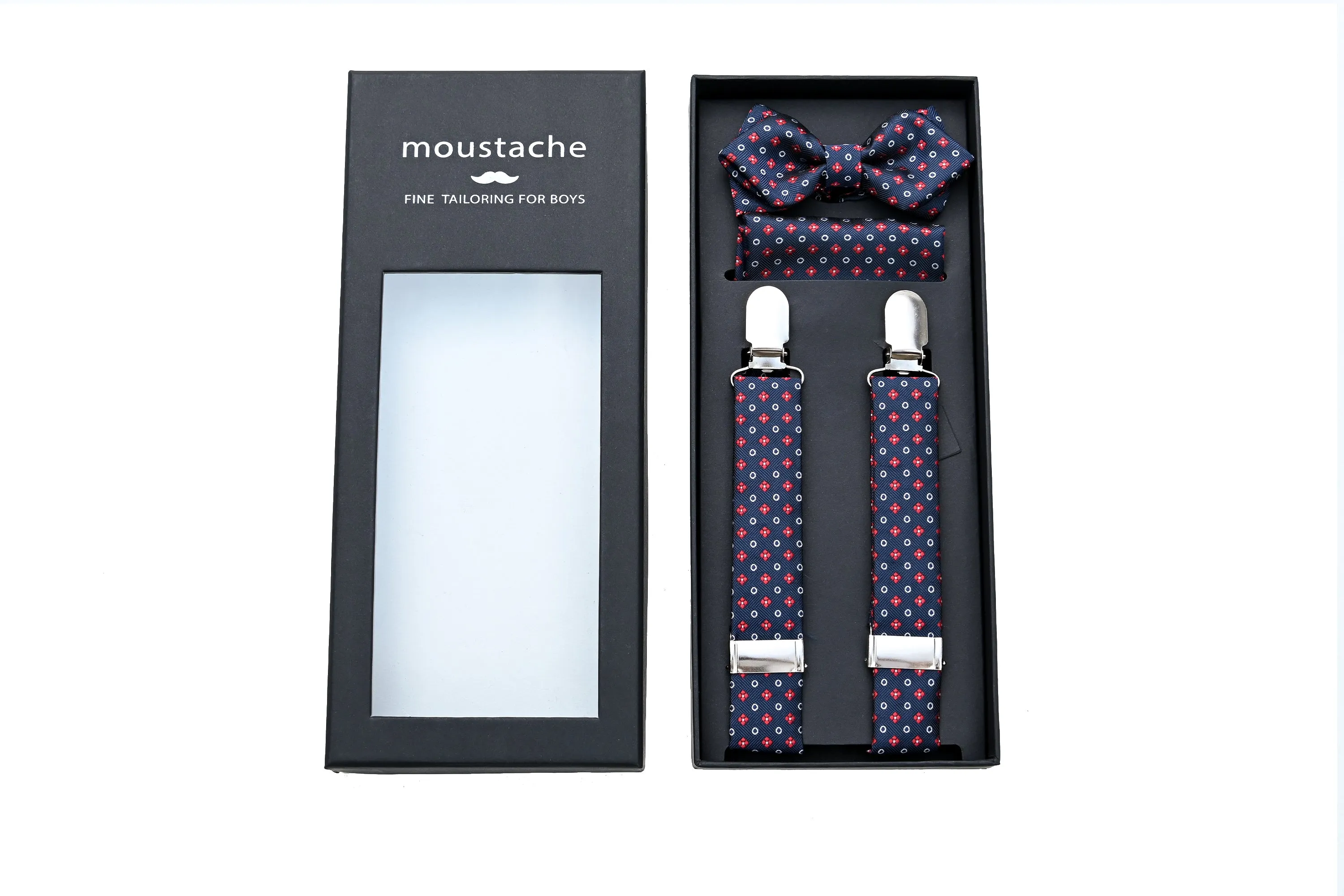 Multi-Patterned Blue Suspenders Set