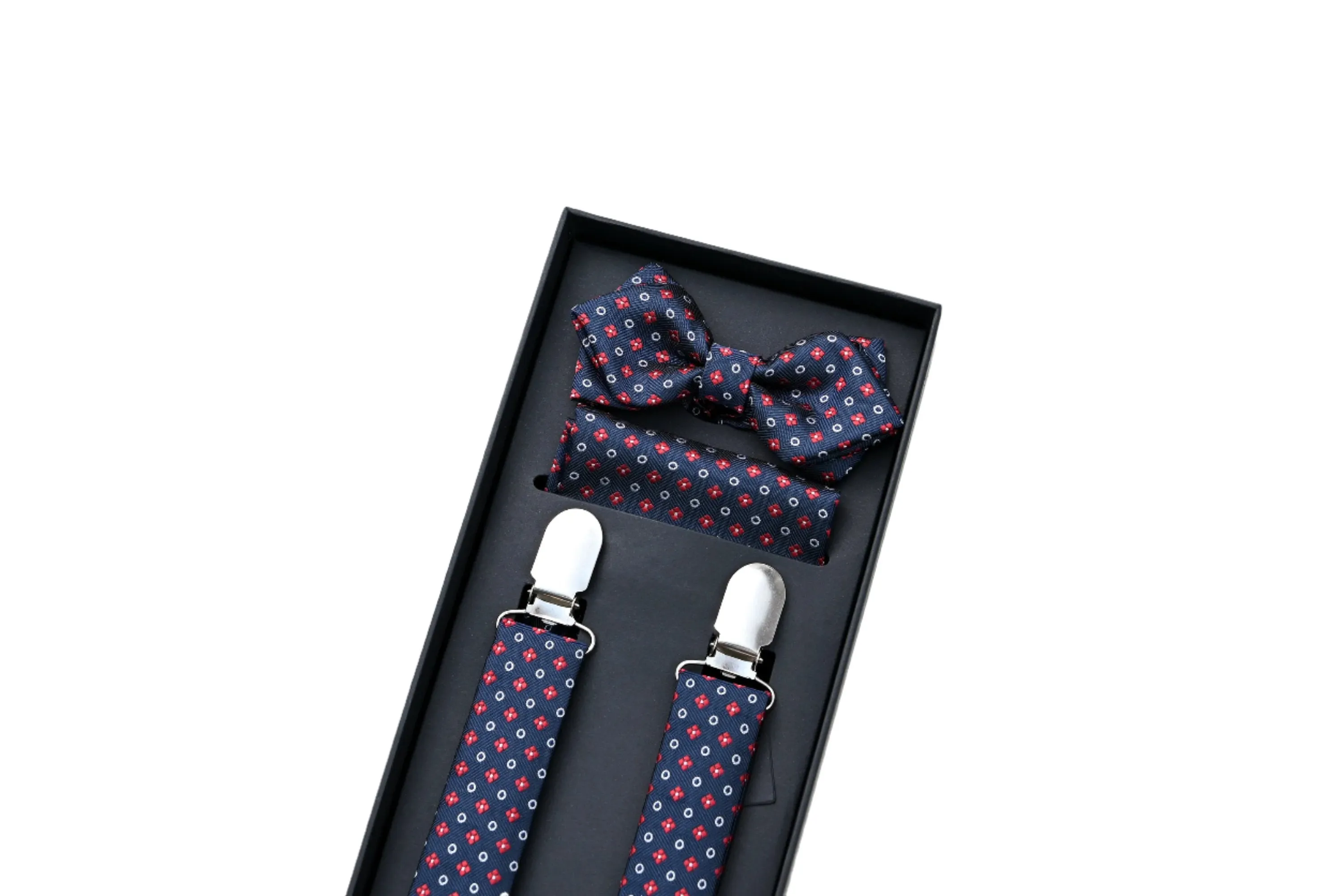 Multi-Patterned Blue Suspenders Set