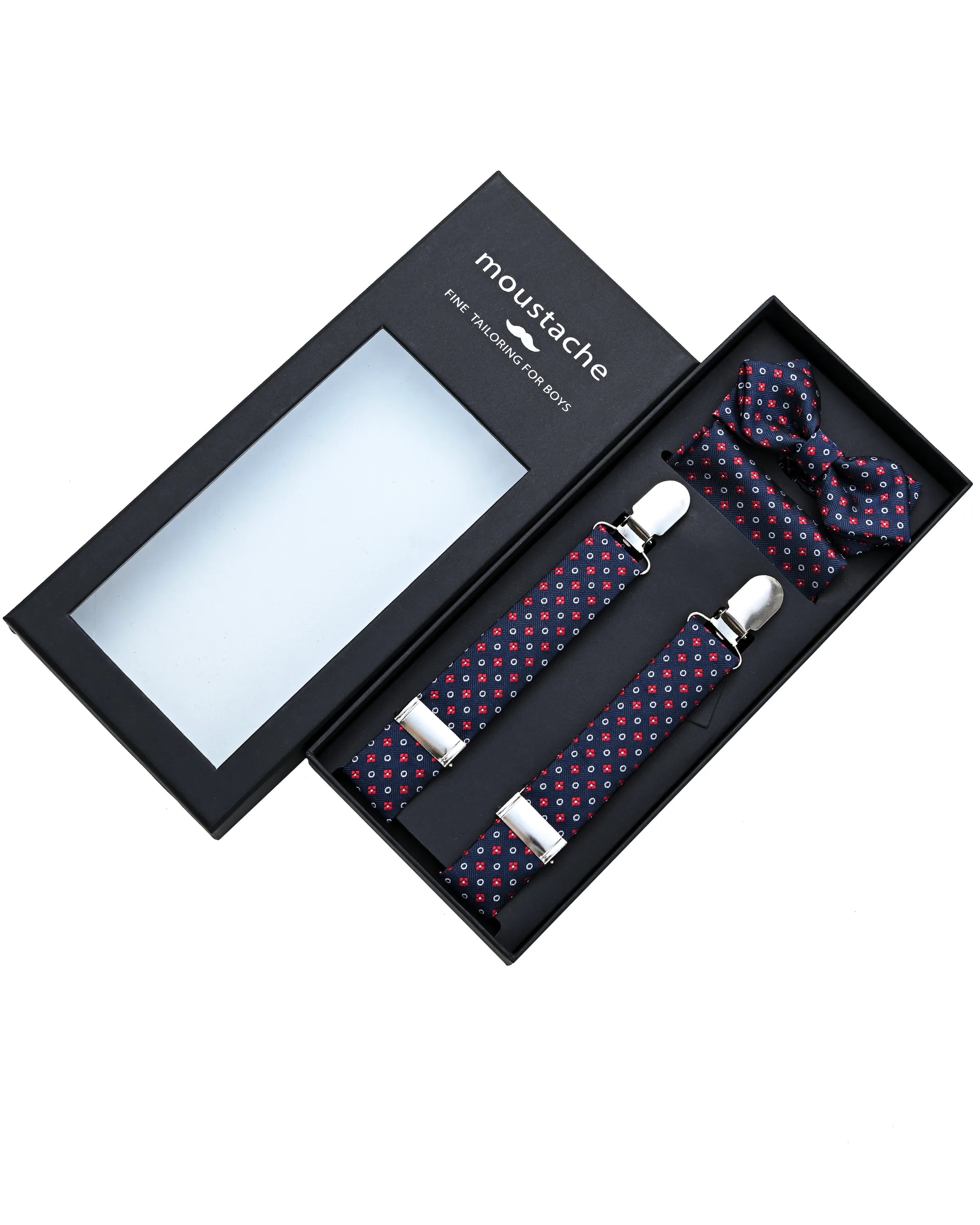 Multi-Patterned Blue Suspenders Set