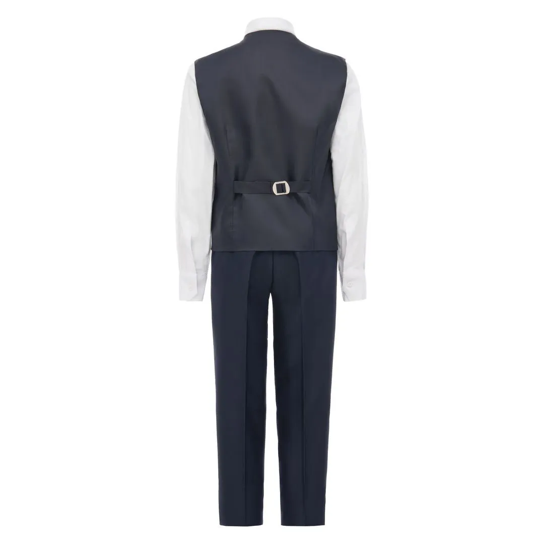 Navy 5pc Damasque Print Suit