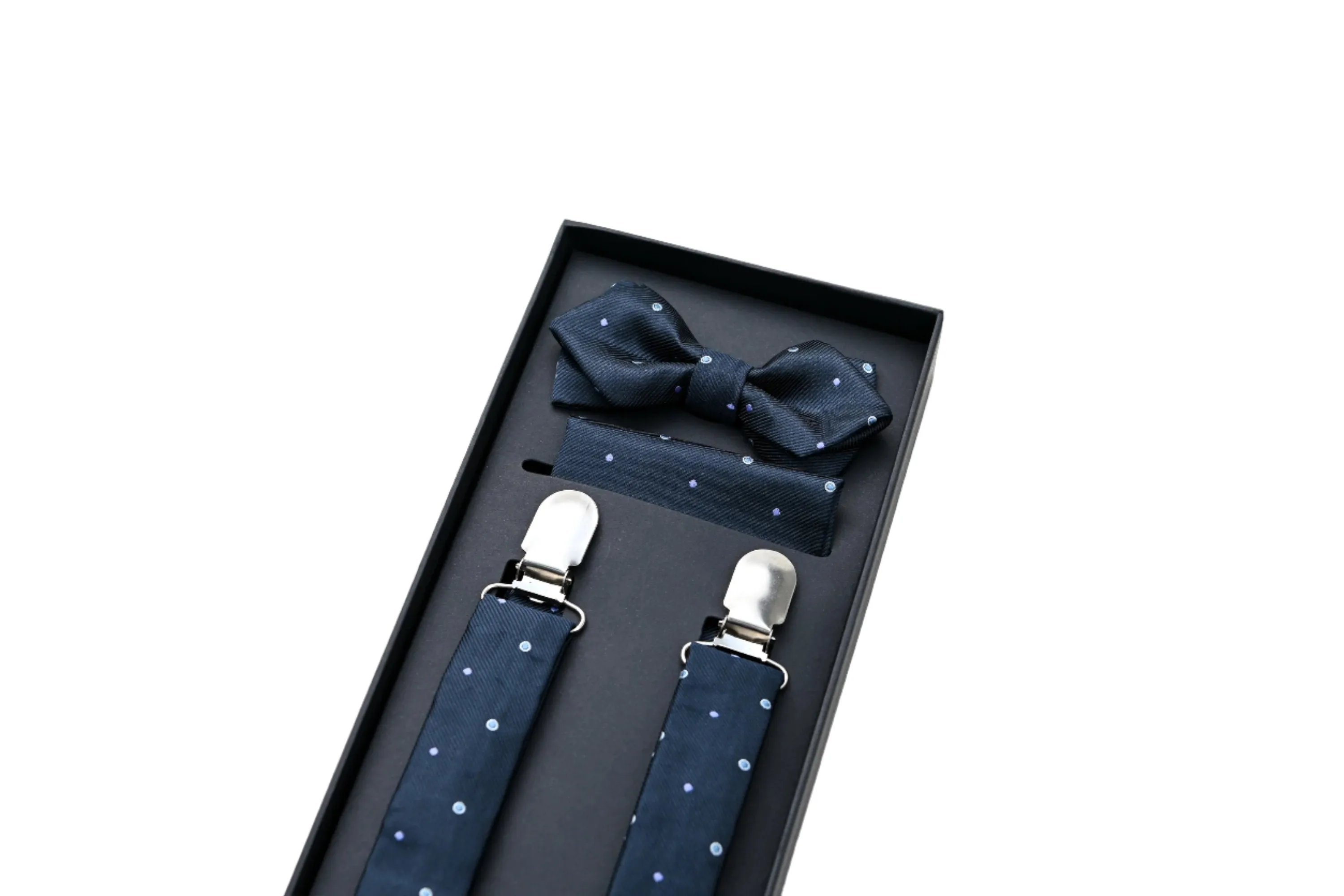 Navy Blue Dotted Suspenders Set