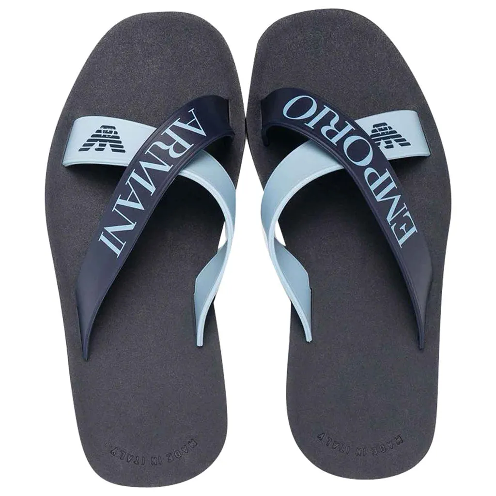 Navy Logo Cross Over Strap Sandals