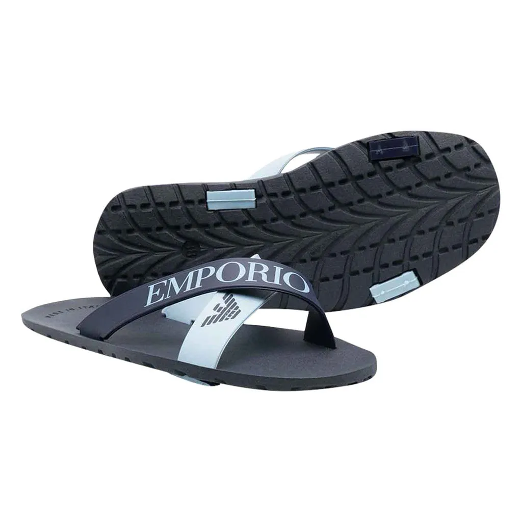 Navy Logo Cross Over Strap Sandals