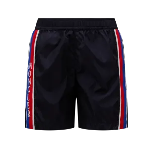 Navy Logo Print Swimshorts