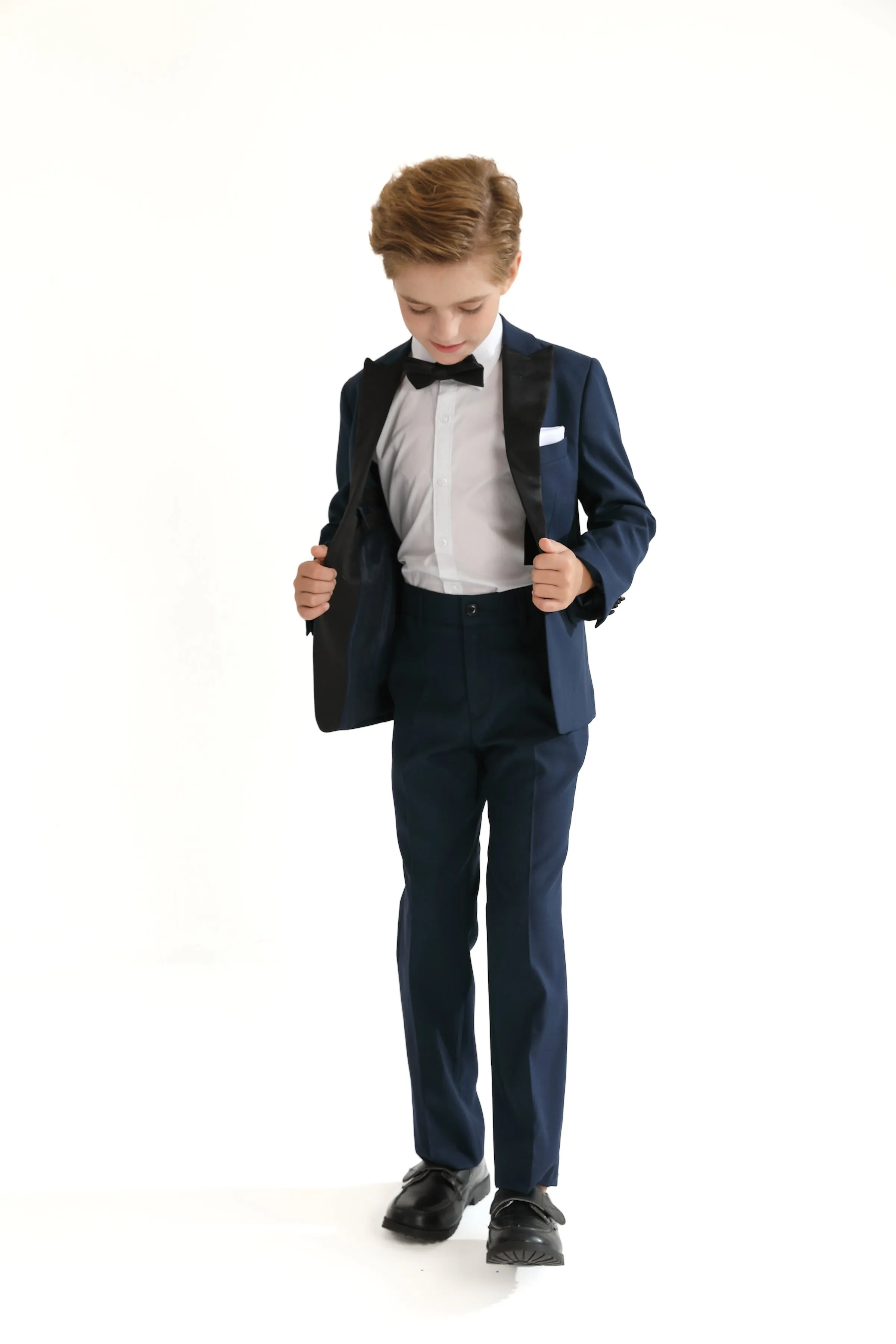 Navy Peak Lapel Trim Wool Suit