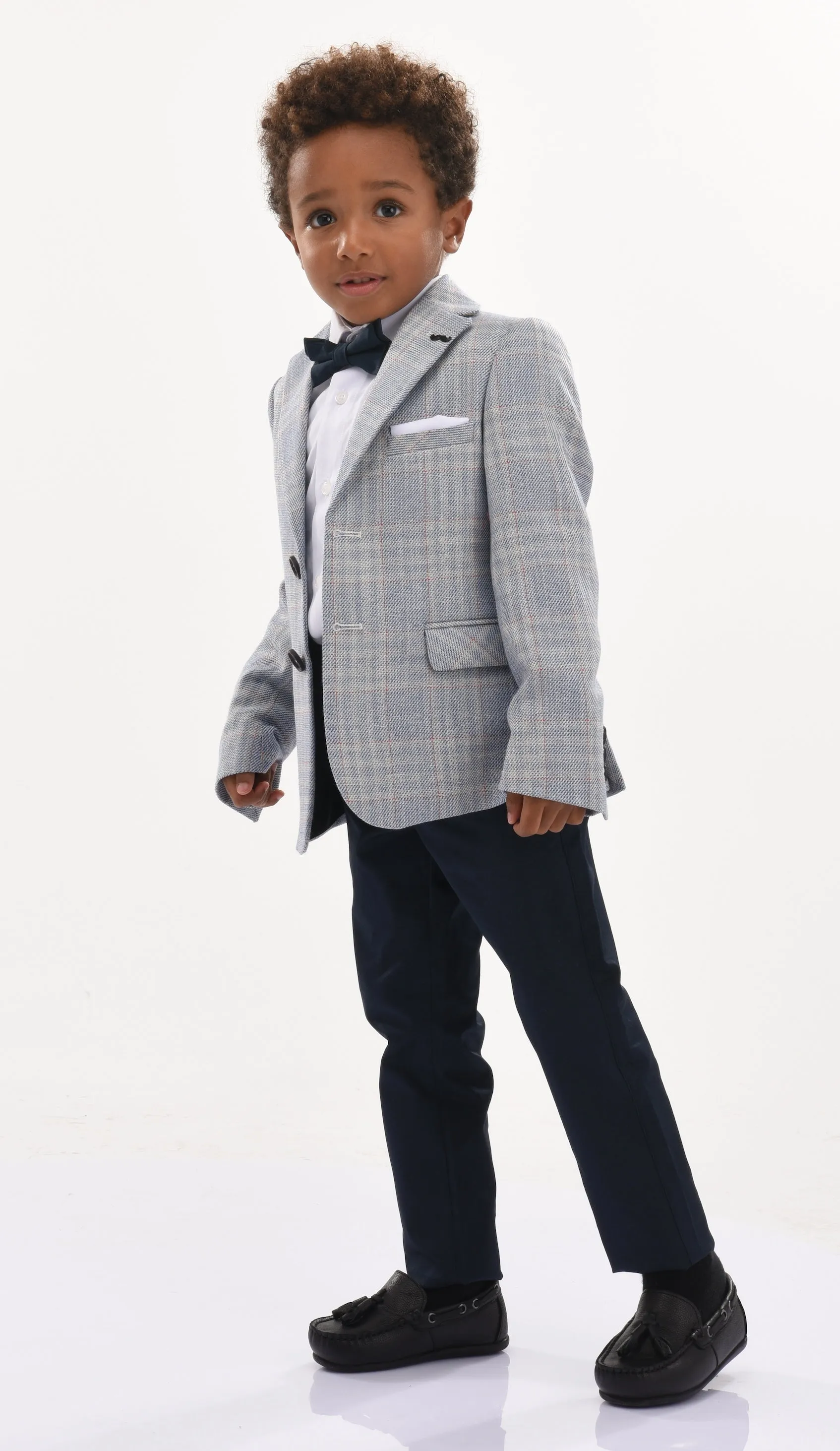 Navy Plaid Peak Lapel Suit