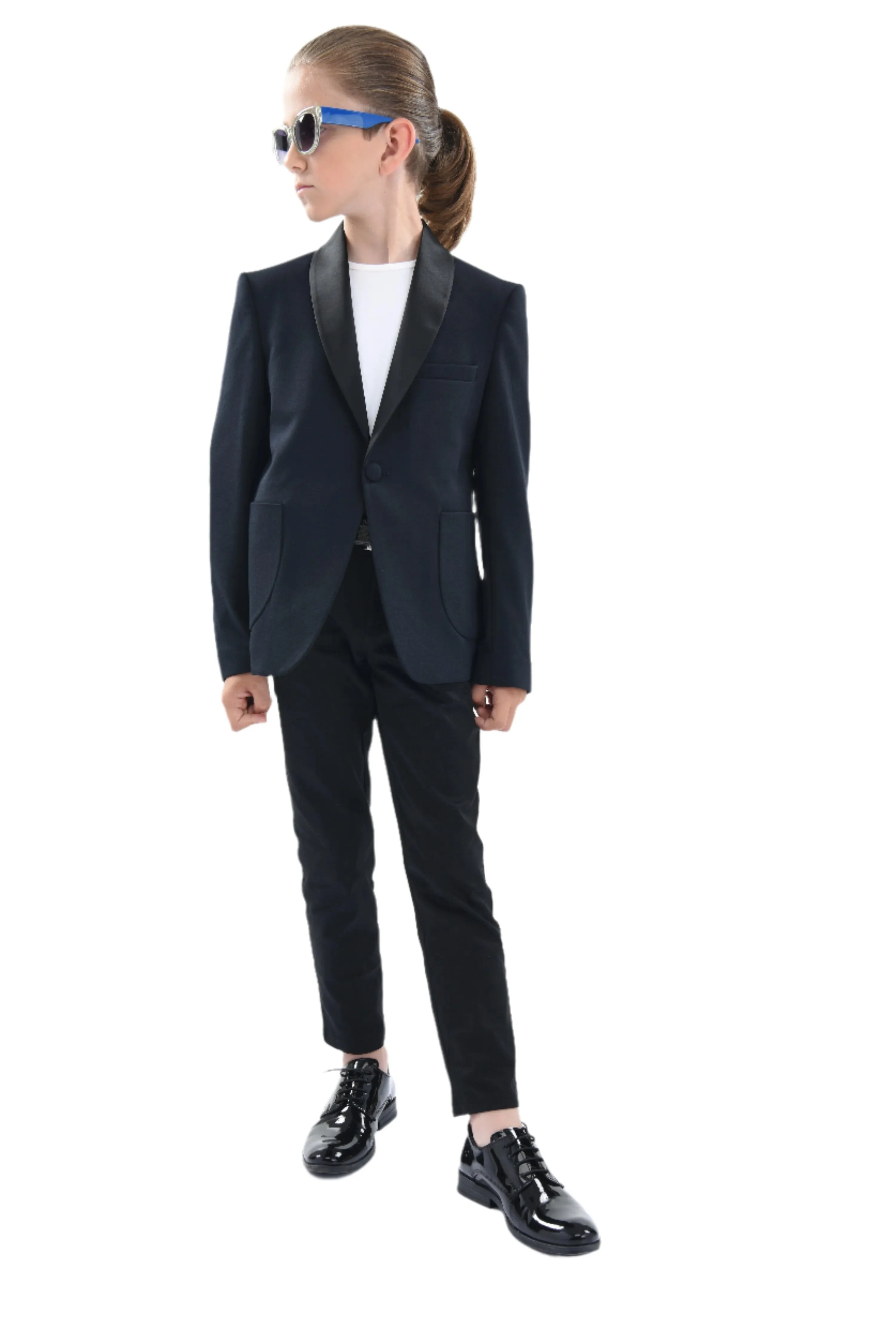 Navy Shawl Lapel Blazer