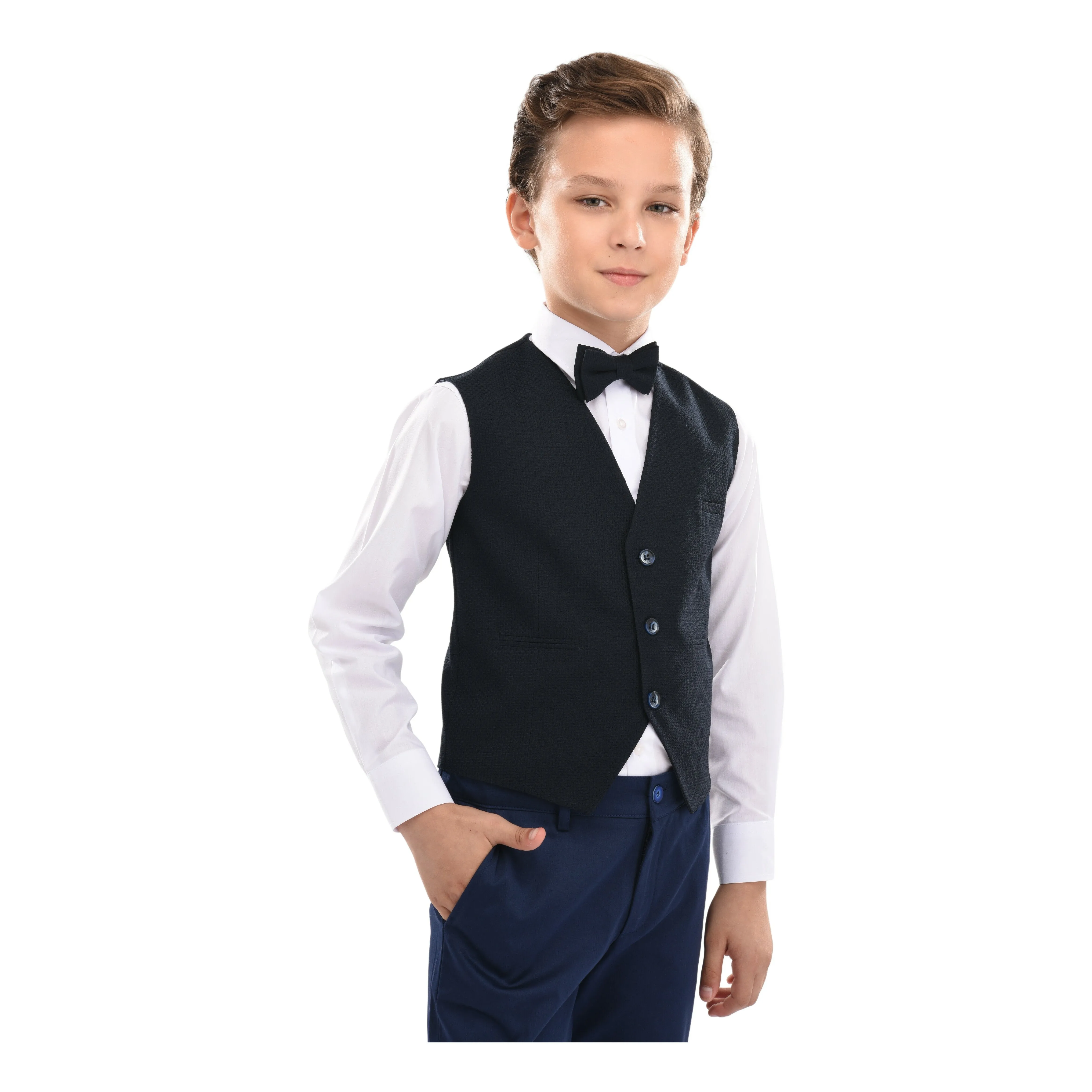 Navy Solid Vest & Bowtie