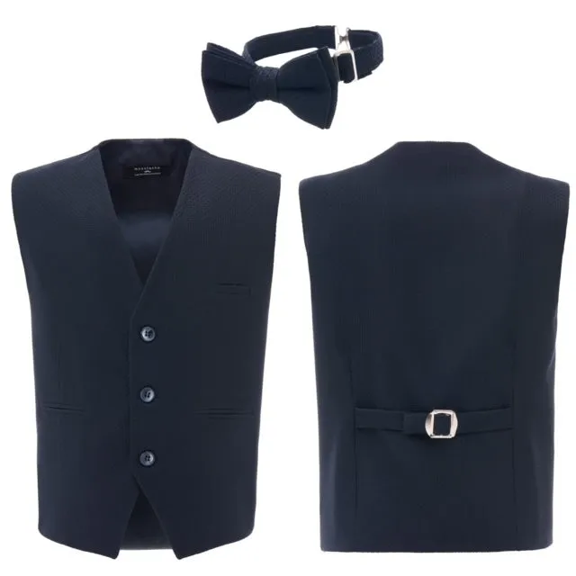 Navy Solid Vest & Bowtie