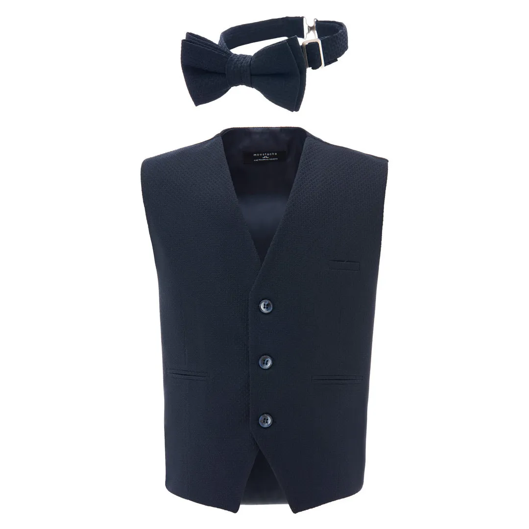 Navy Solid Vest & Bowtie