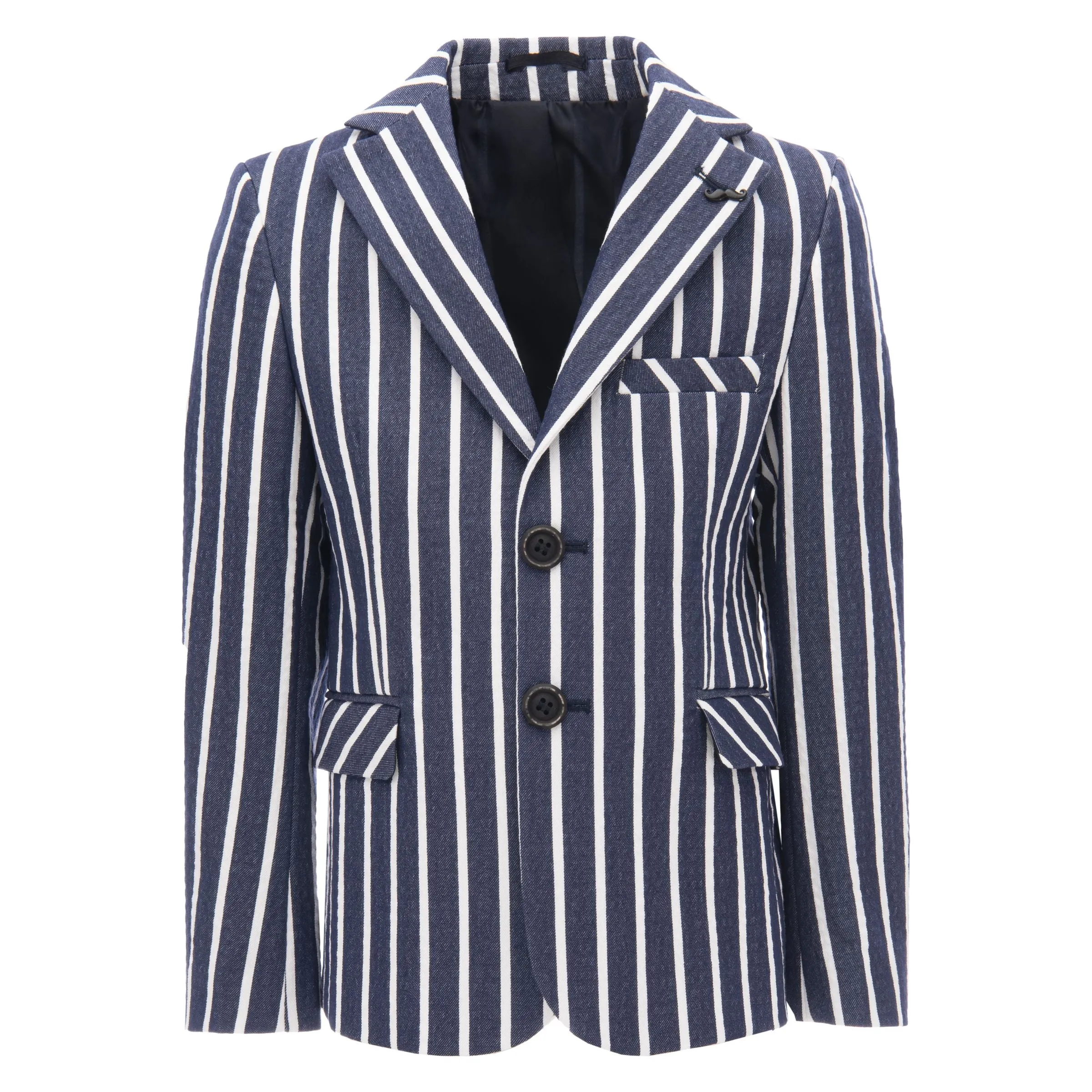 Navy Striped Peak Lapel Blazer