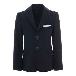 Navy Twill Peak Lapel Blazer