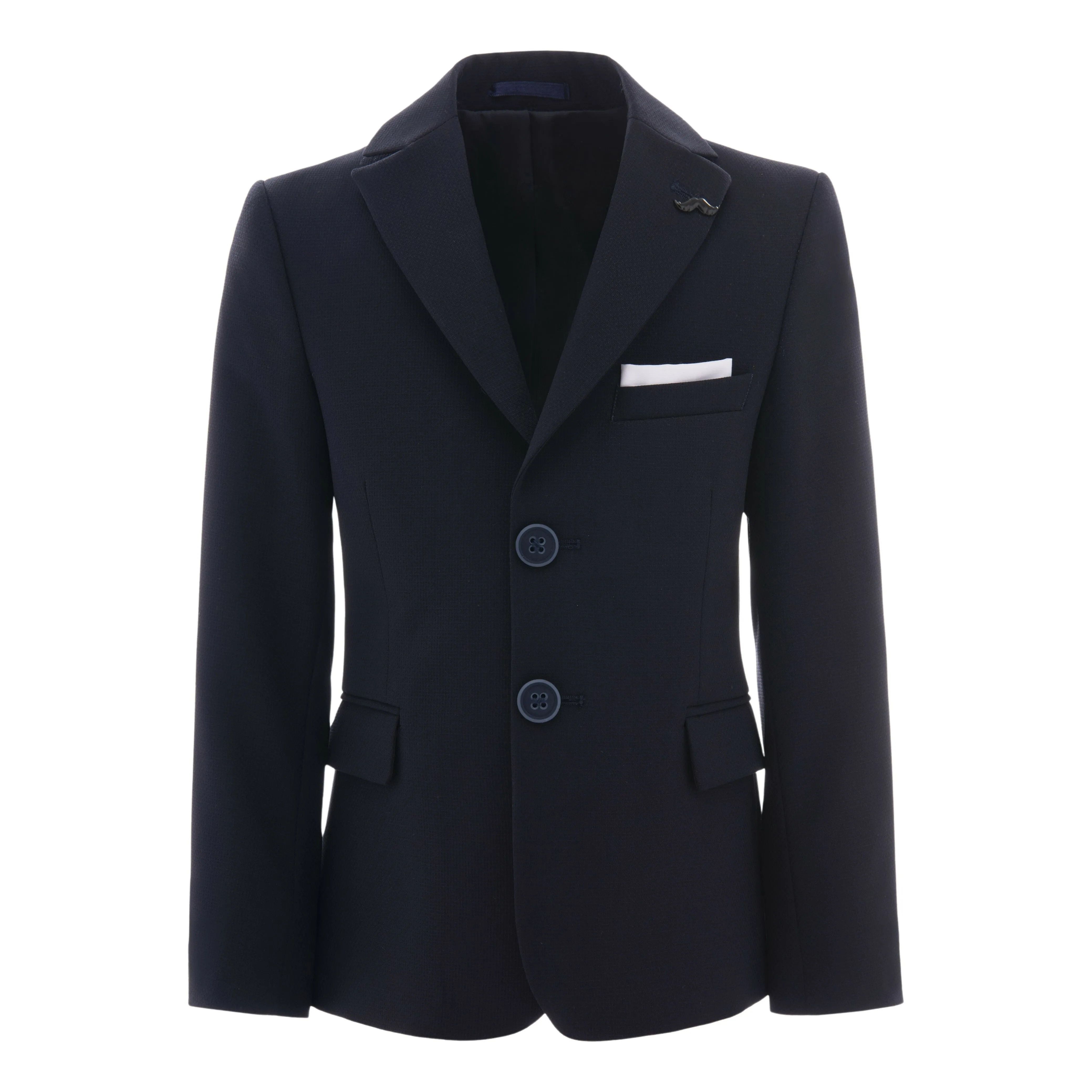 Navy Twill Peak Lapel Blazer