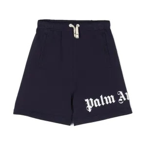 PALM ANGELS-PBCI002C99FLE0014601-CLASSIC OVERLOGO SWEAT SHORT NAVY BLUE W