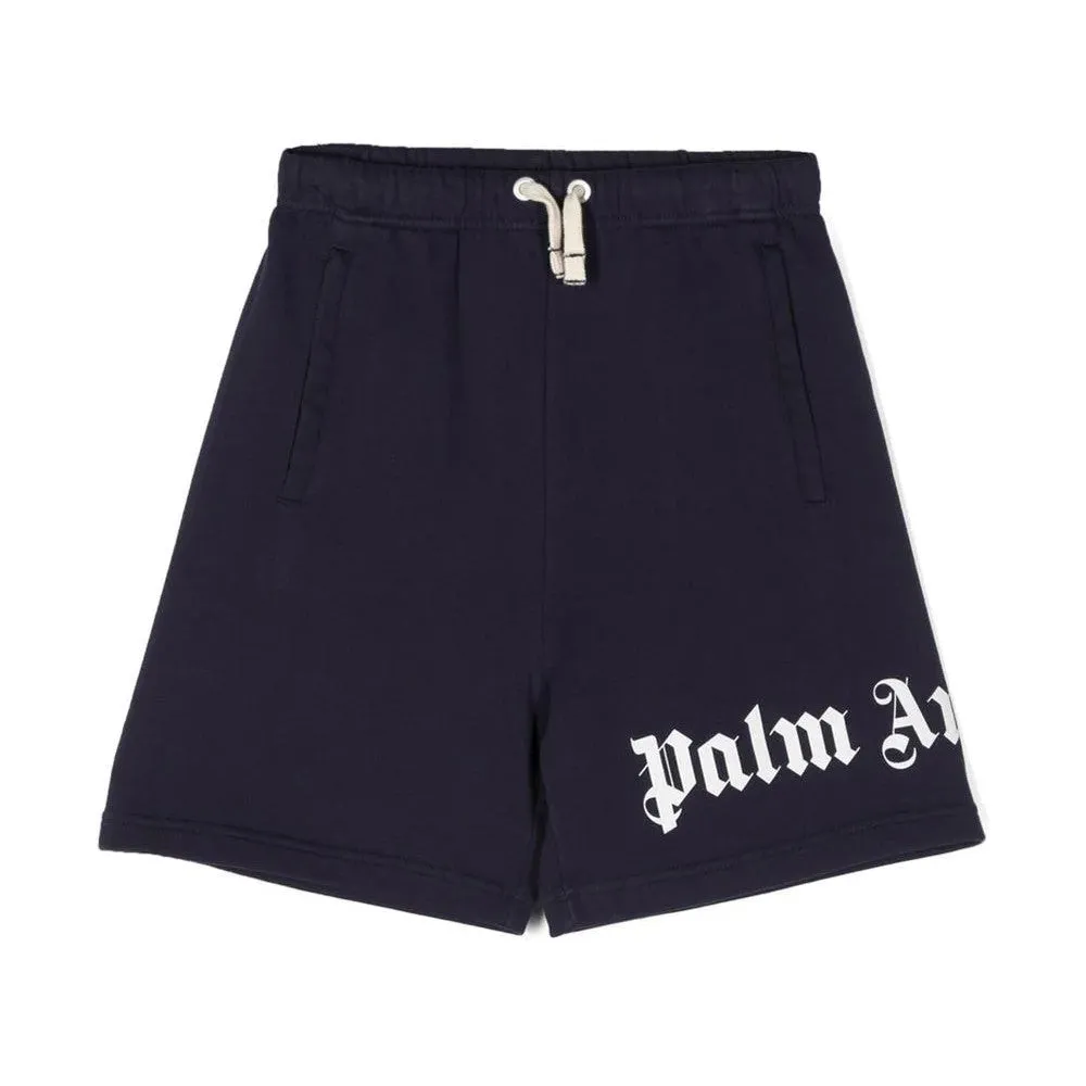PALM ANGELS-PBCI002C99FLE0014601-CLASSIC OVERLOGO SWEAT SHORT NAVY BLUE W