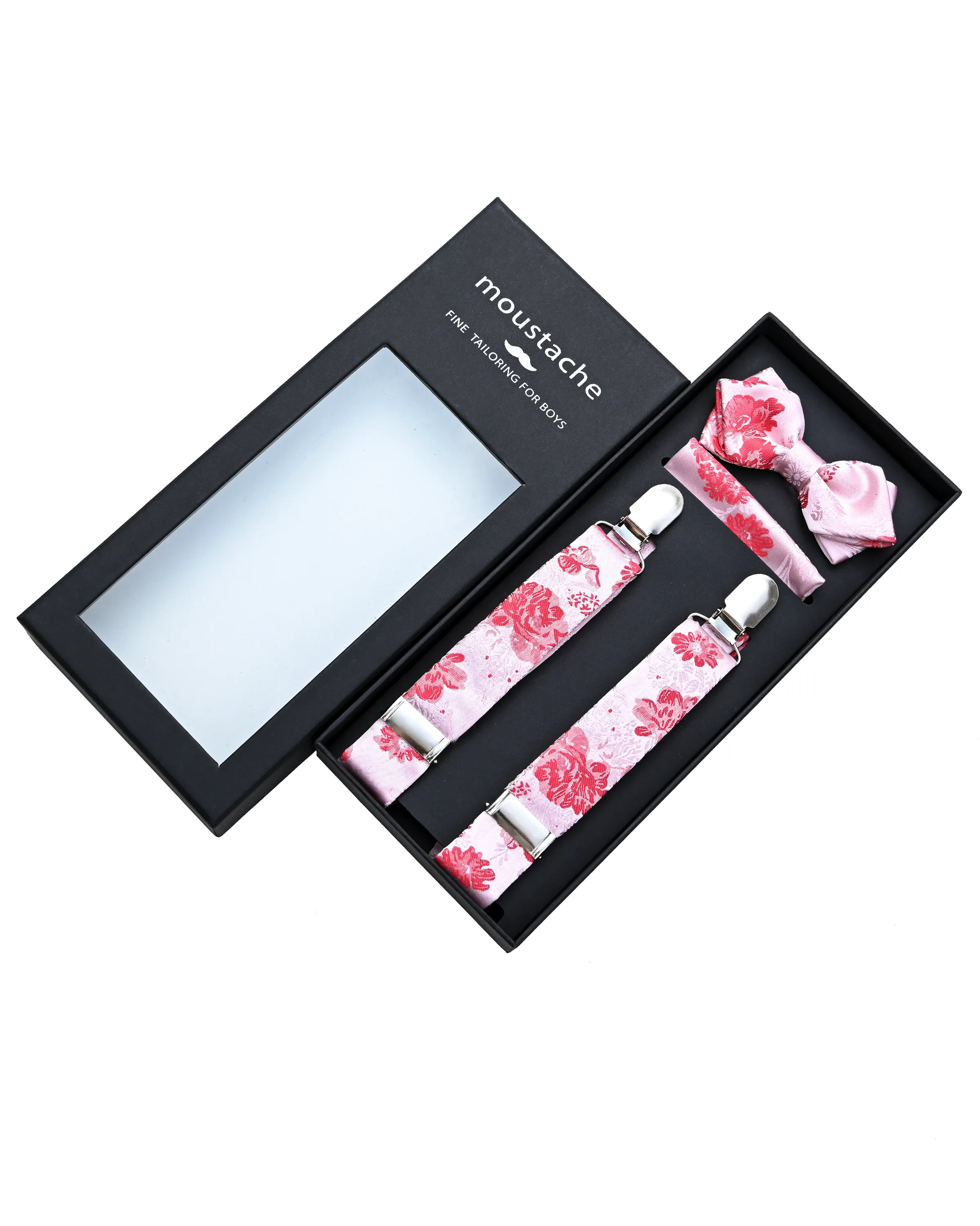 Pink and Red Floral Suspenders Set
