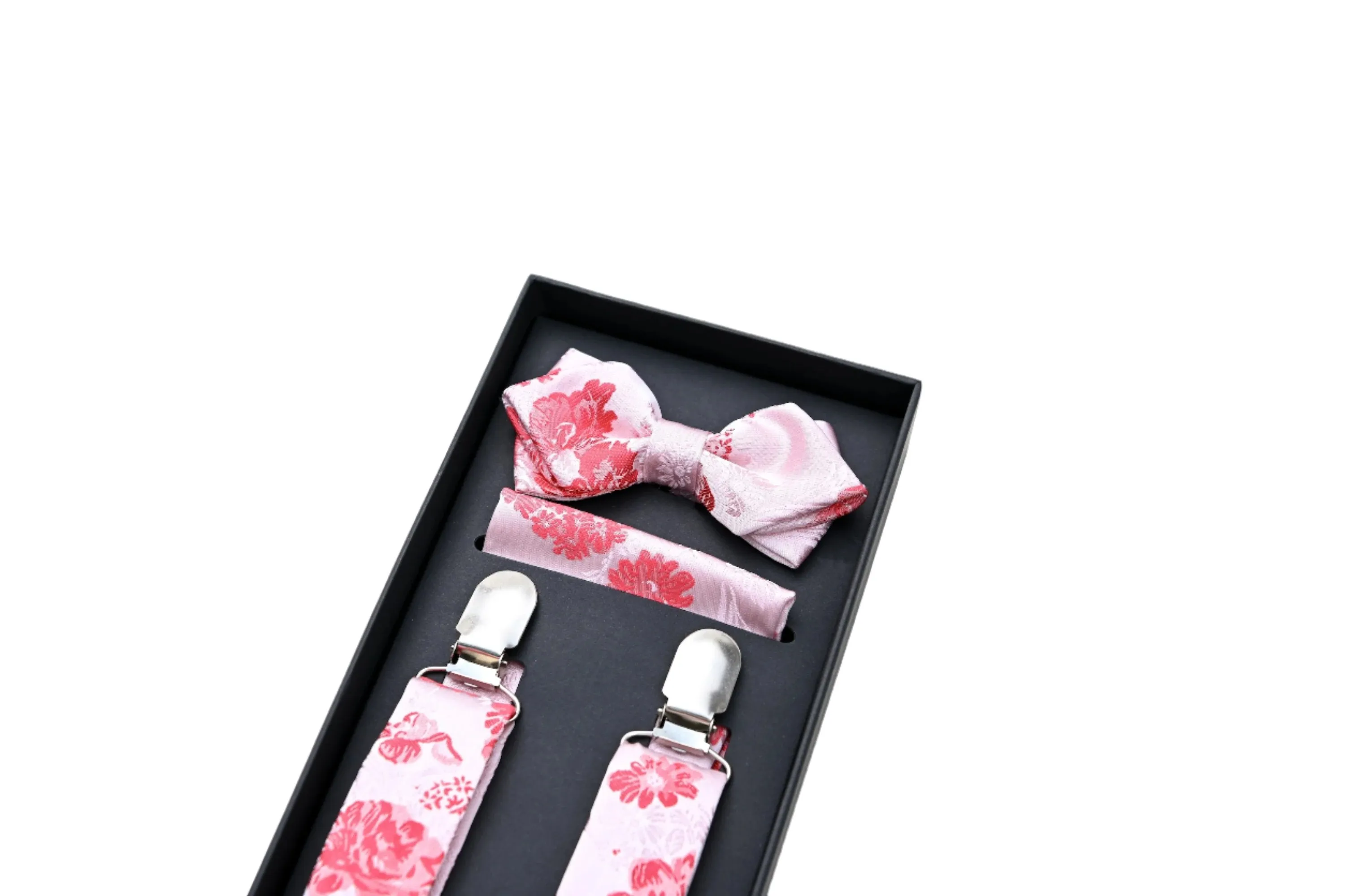 Pink and Red Floral Suspenders Set