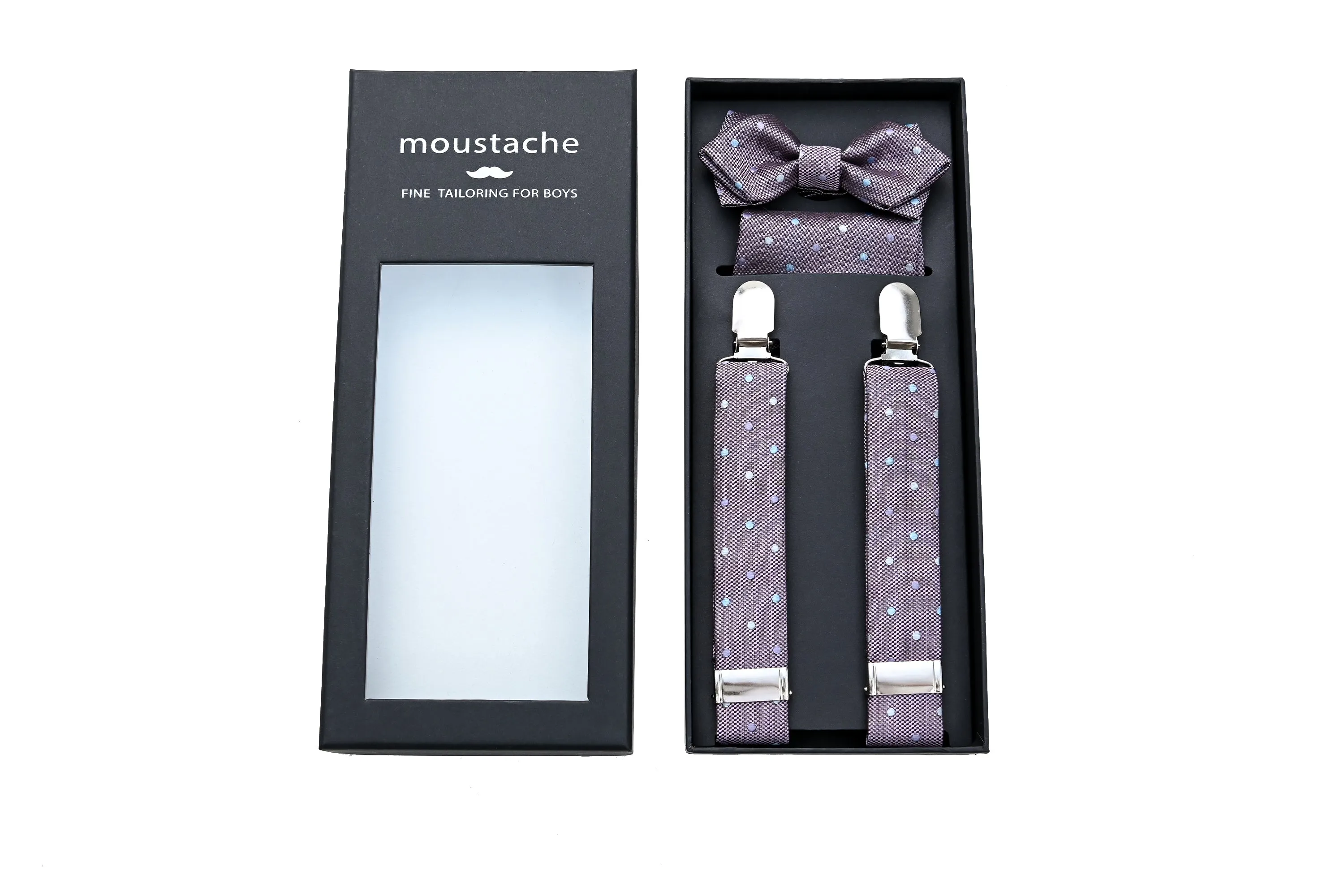 Purple Dotted Suspenders Set