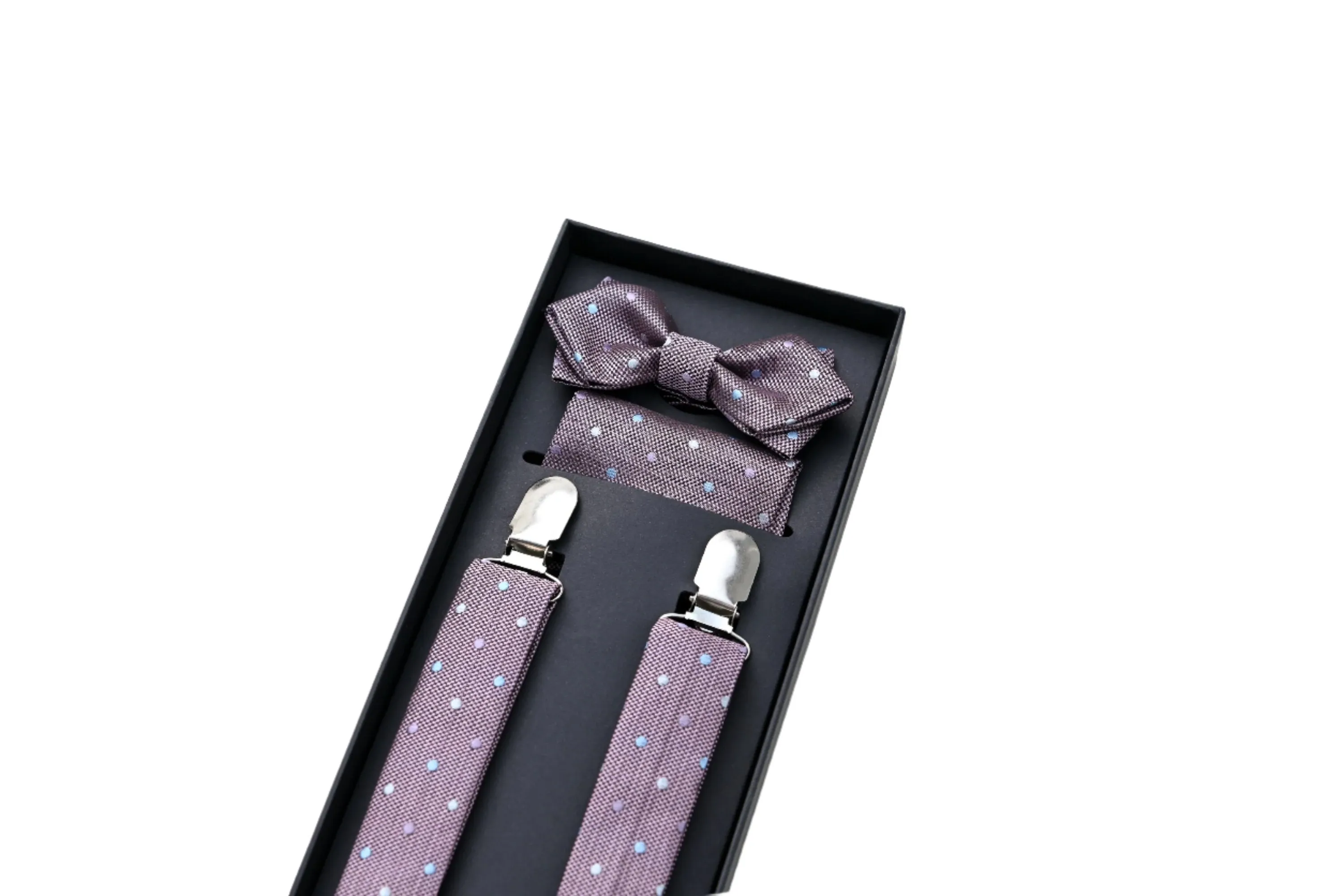 Purple Dotted Suspenders Set
