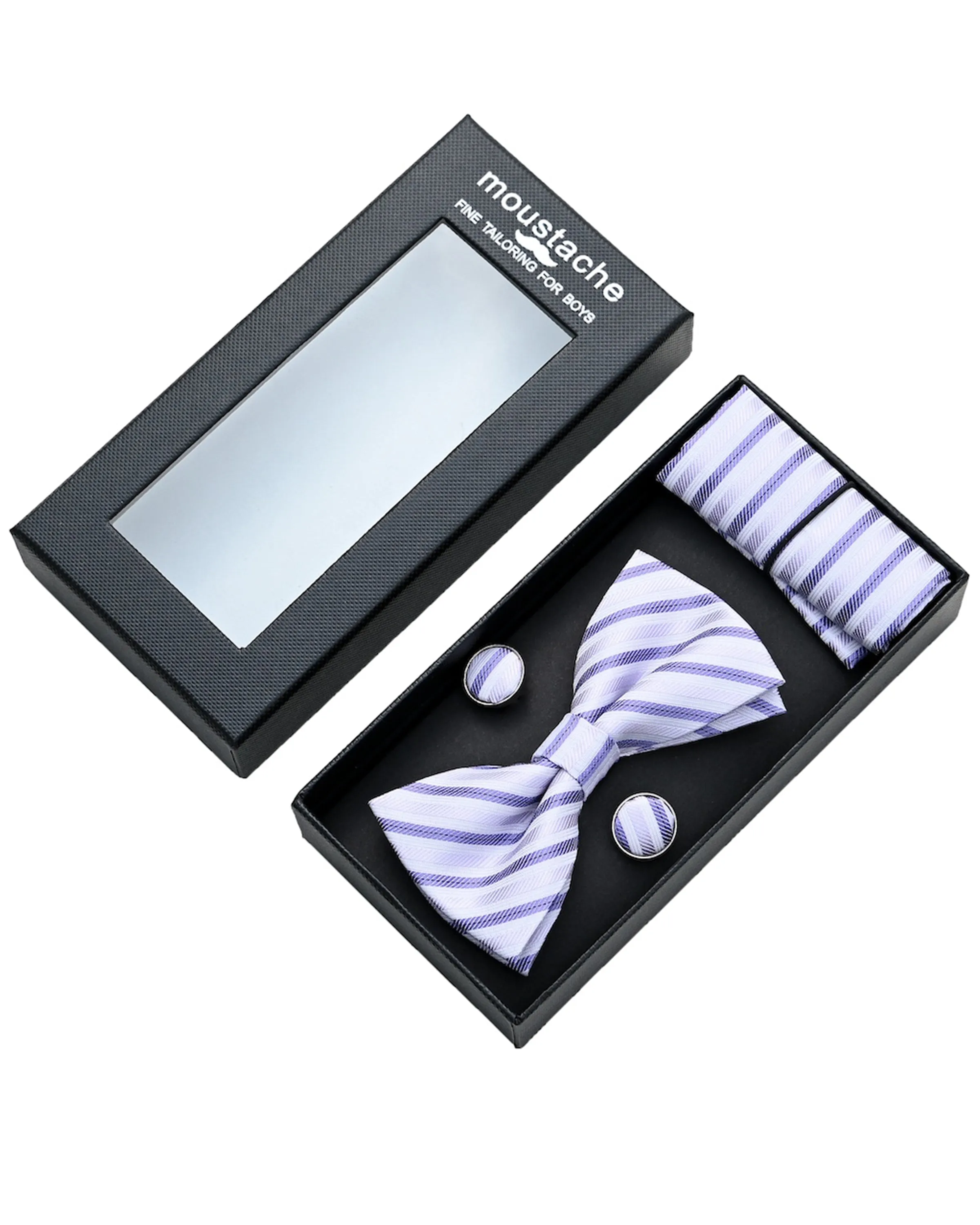 Purple Striped Bowtie Set