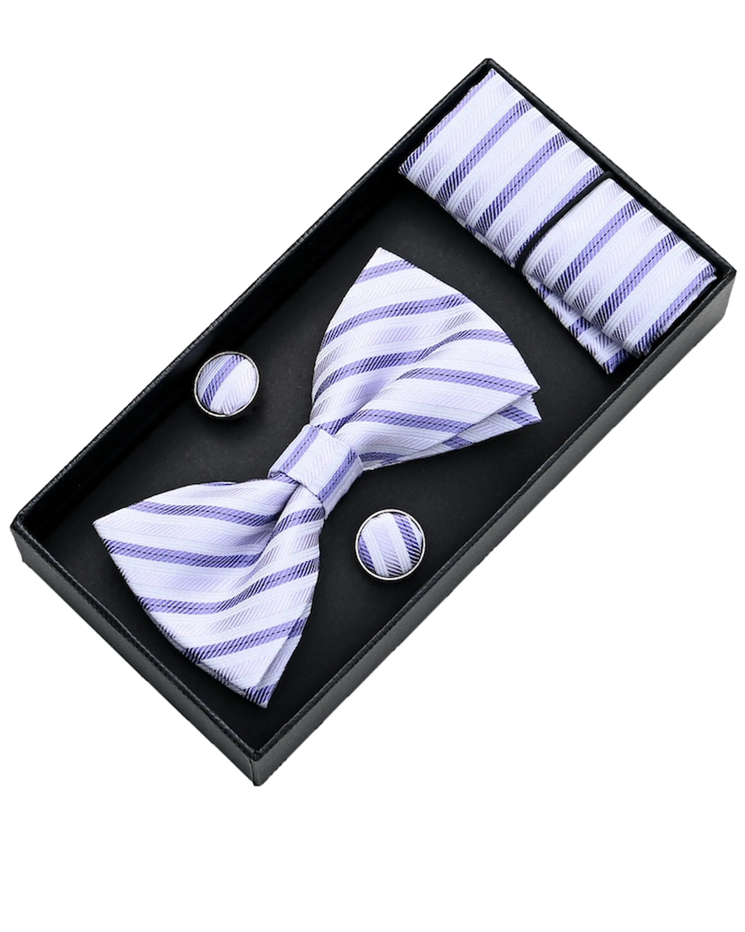 Purple Striped Bowtie Set