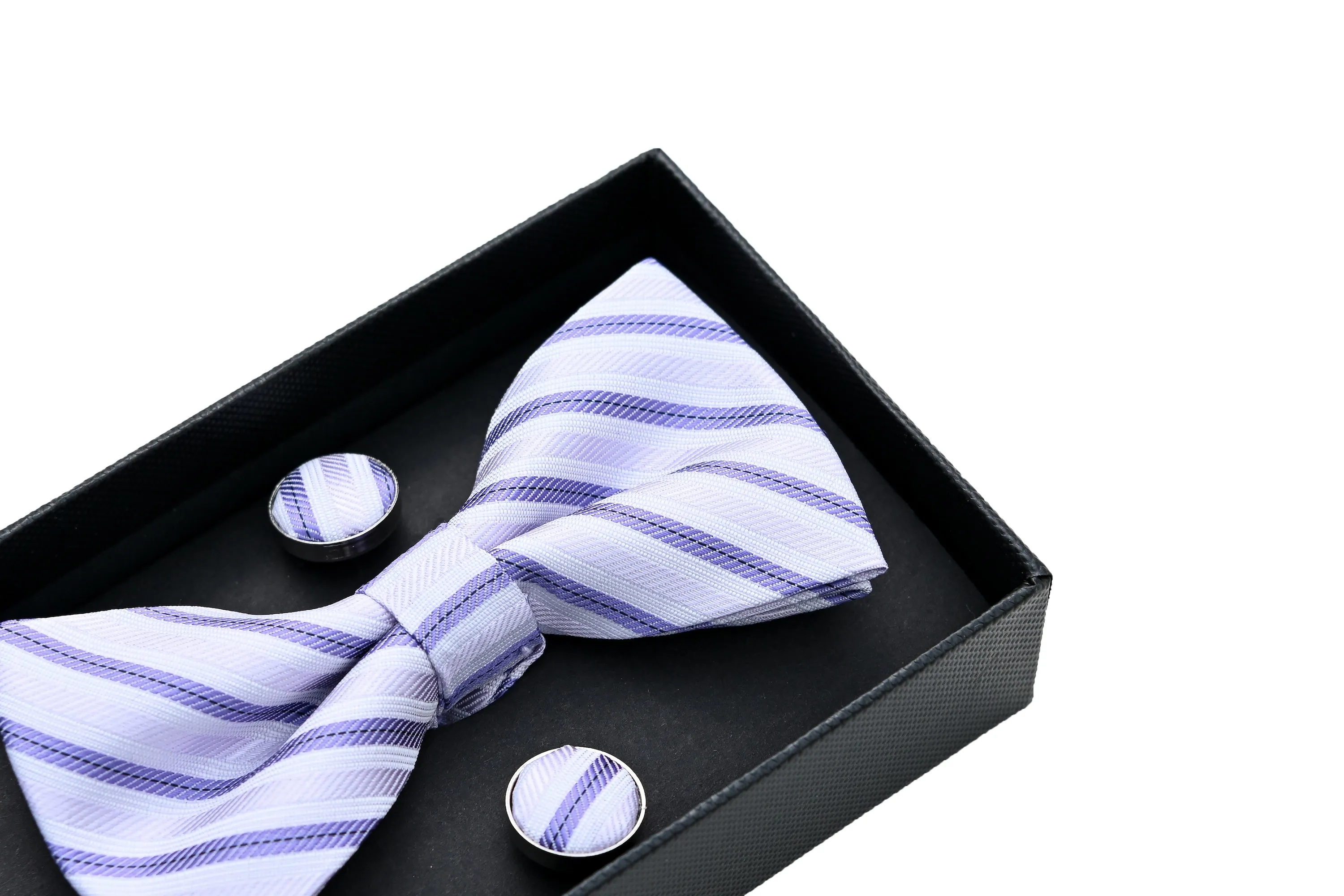 Purple Striped Bowtie Set