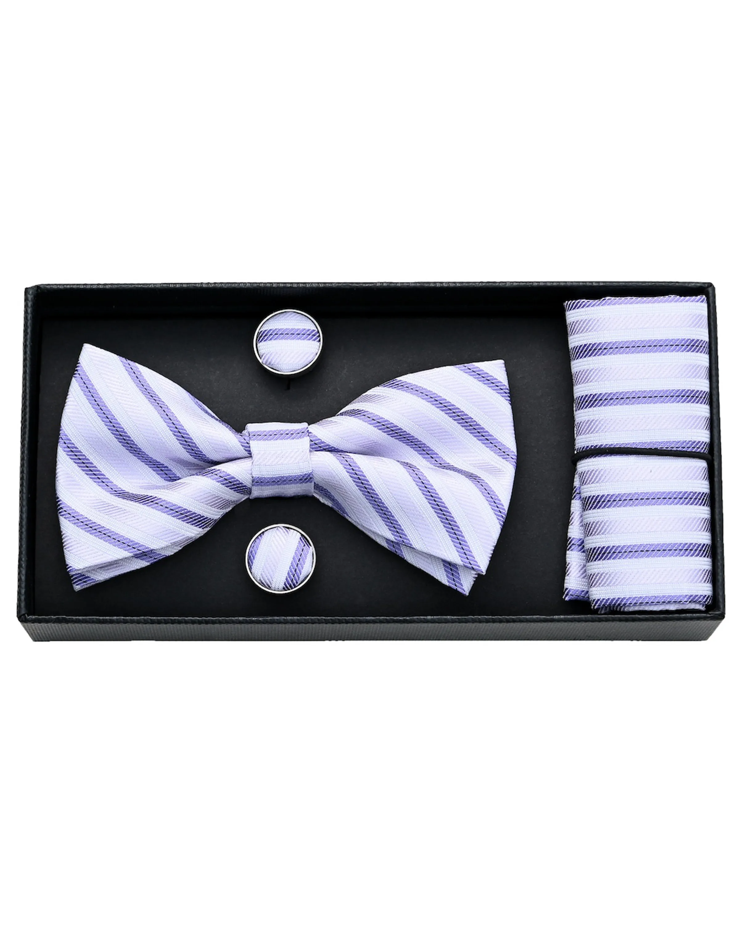 Purple Striped Bowtie Set