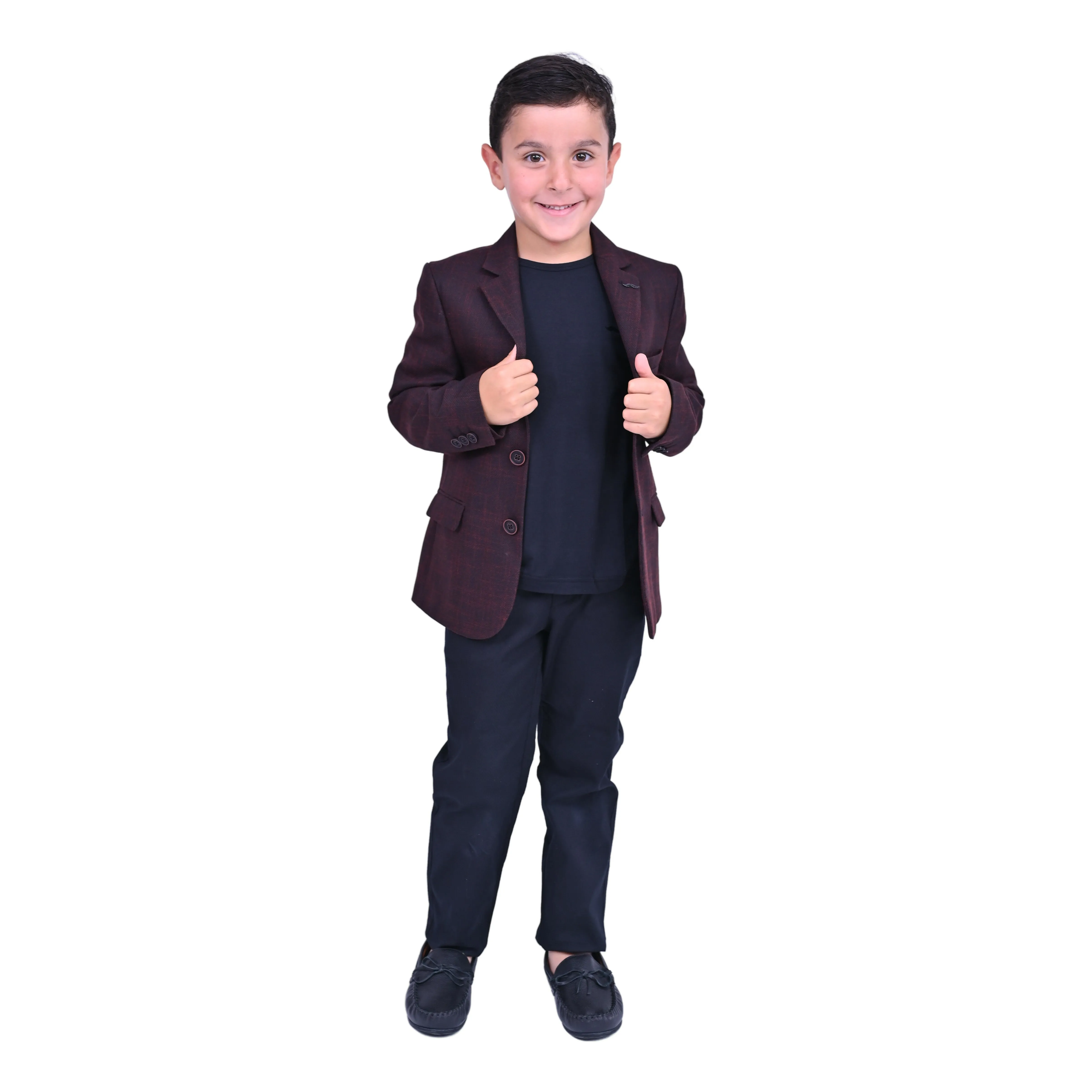 Red Bordeaux Peak Lapel Blazer